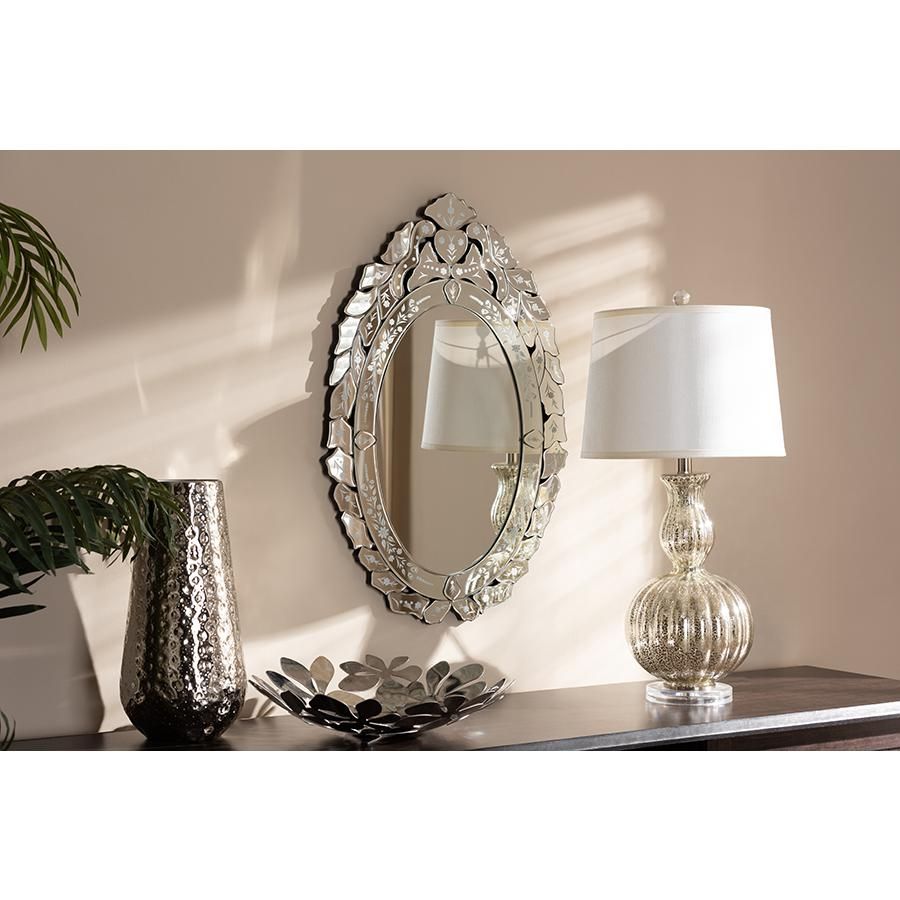 Livia Classic And Traditional Silver Finished Venetian Style Accent Wall  Mirrorbaxton Studio In Traditional Accent Mirrors (View 7 of 30)