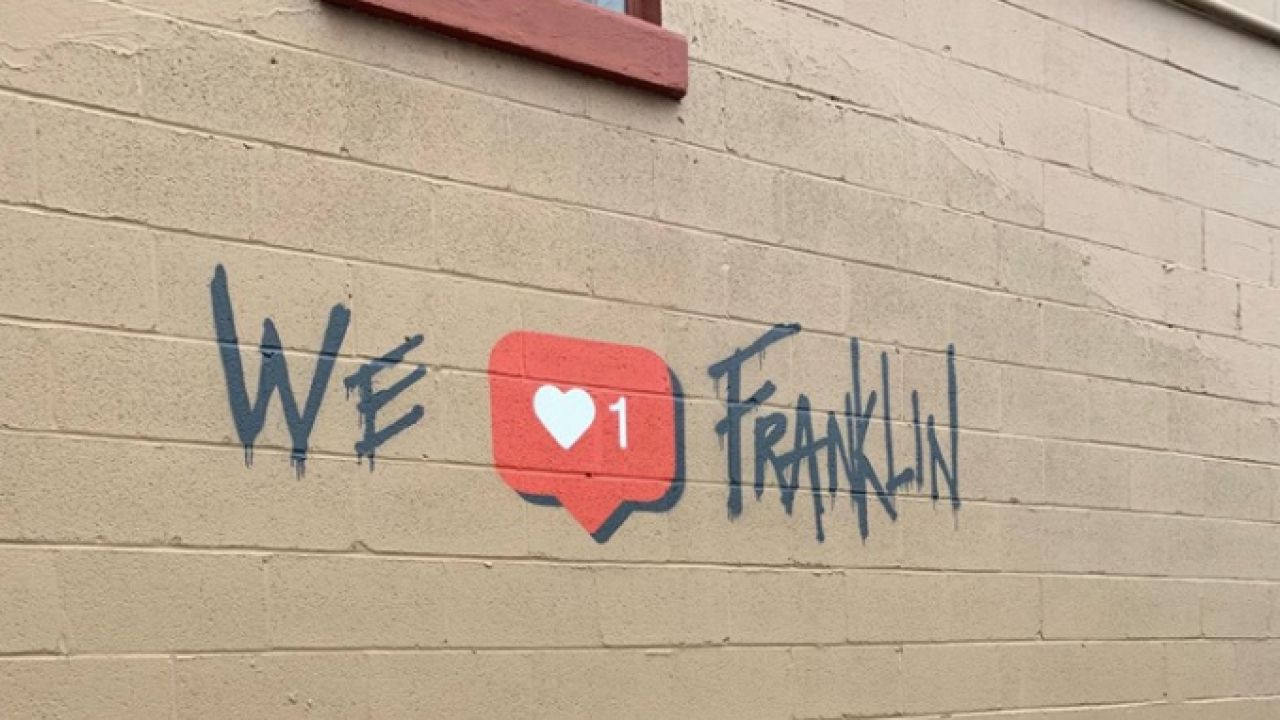 Local Business Owners Hope 'we Love Franklin' Mural Will Intended For Faith, Hope, Love Raised Sign Wall Decor (View 30 of 30)