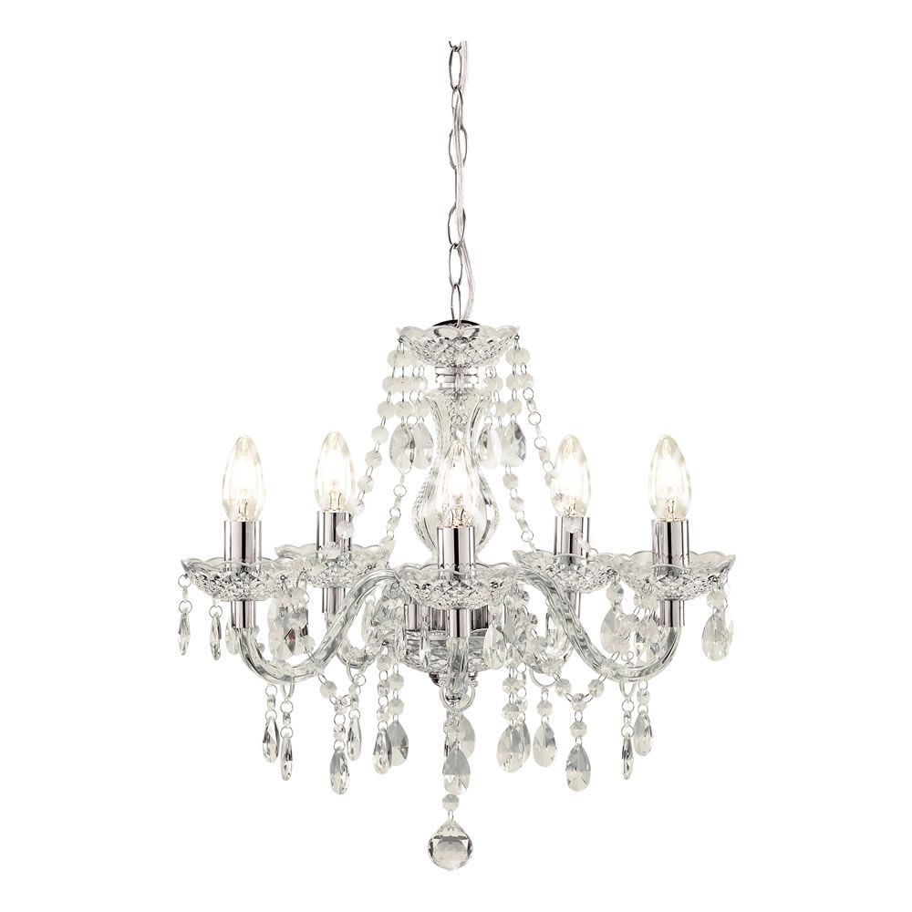 Marie Therese 5 Arm Clear Chandelier Ceiling Light With Regard To Thresa 5 Light Shaded Chandeliers (View 4 of 30)