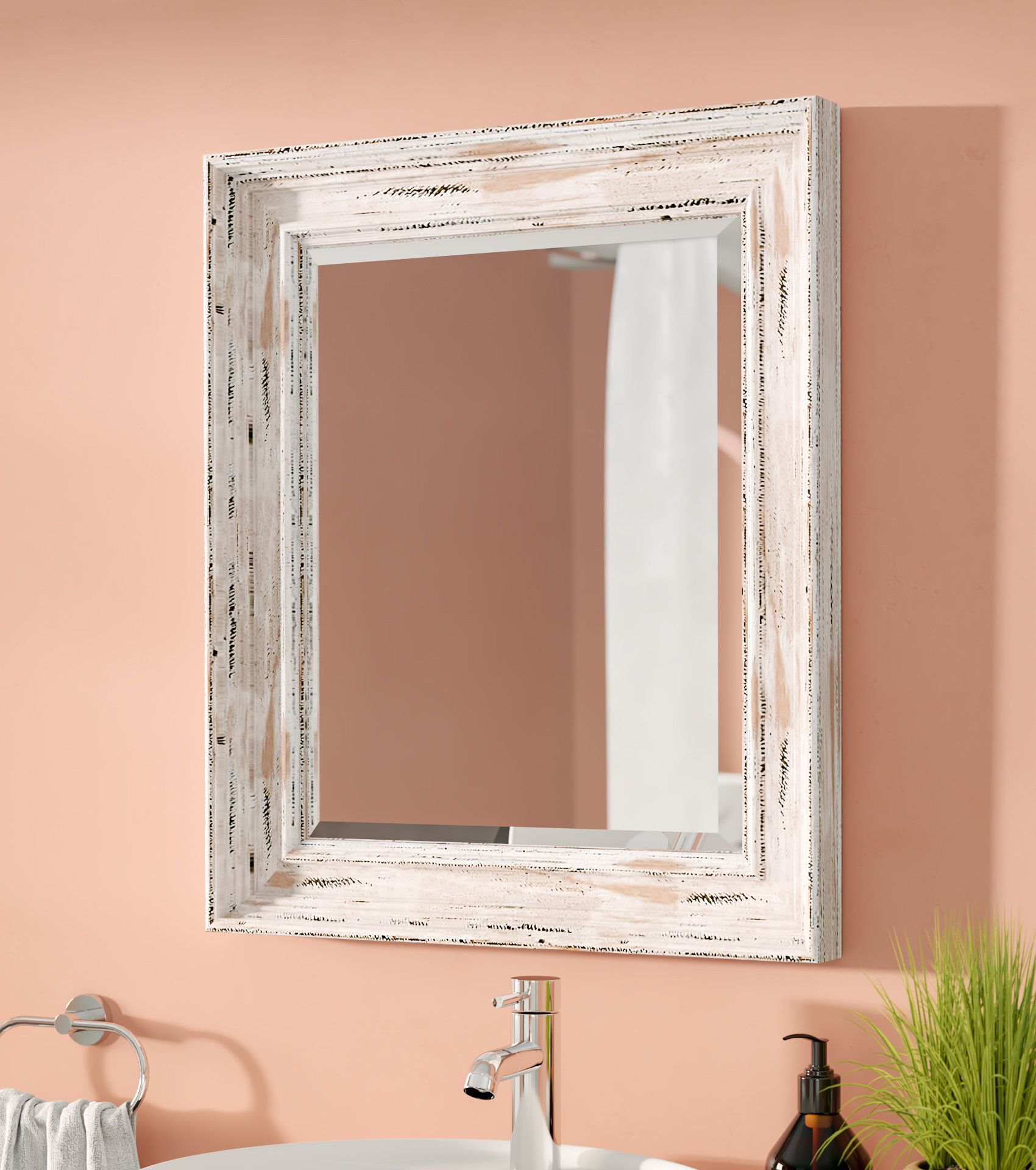Marion Beveled Distressed Bathroom Wall Mirror With Marion Wall Mirrors (View 7 of 30)