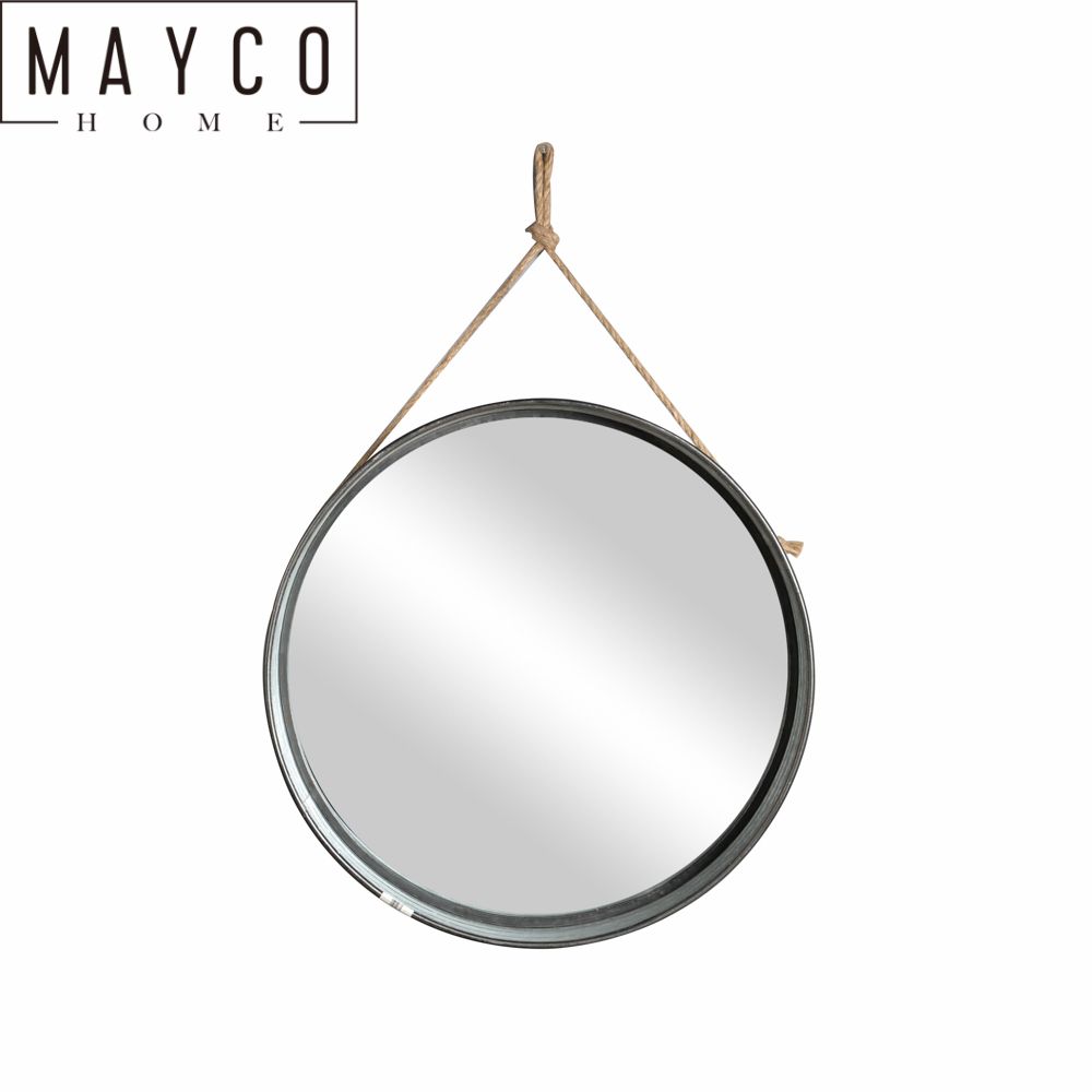 Mayco Galvanized Metal Rope Strap Chain Round Silver Fashion Hanging  Decoration Wall Mirror – Buy Wall Mirror Round Metal,metal Mirror  Hanger,metal For Round Galvanized Metallic Wall Mirrors (View 30 of 30)