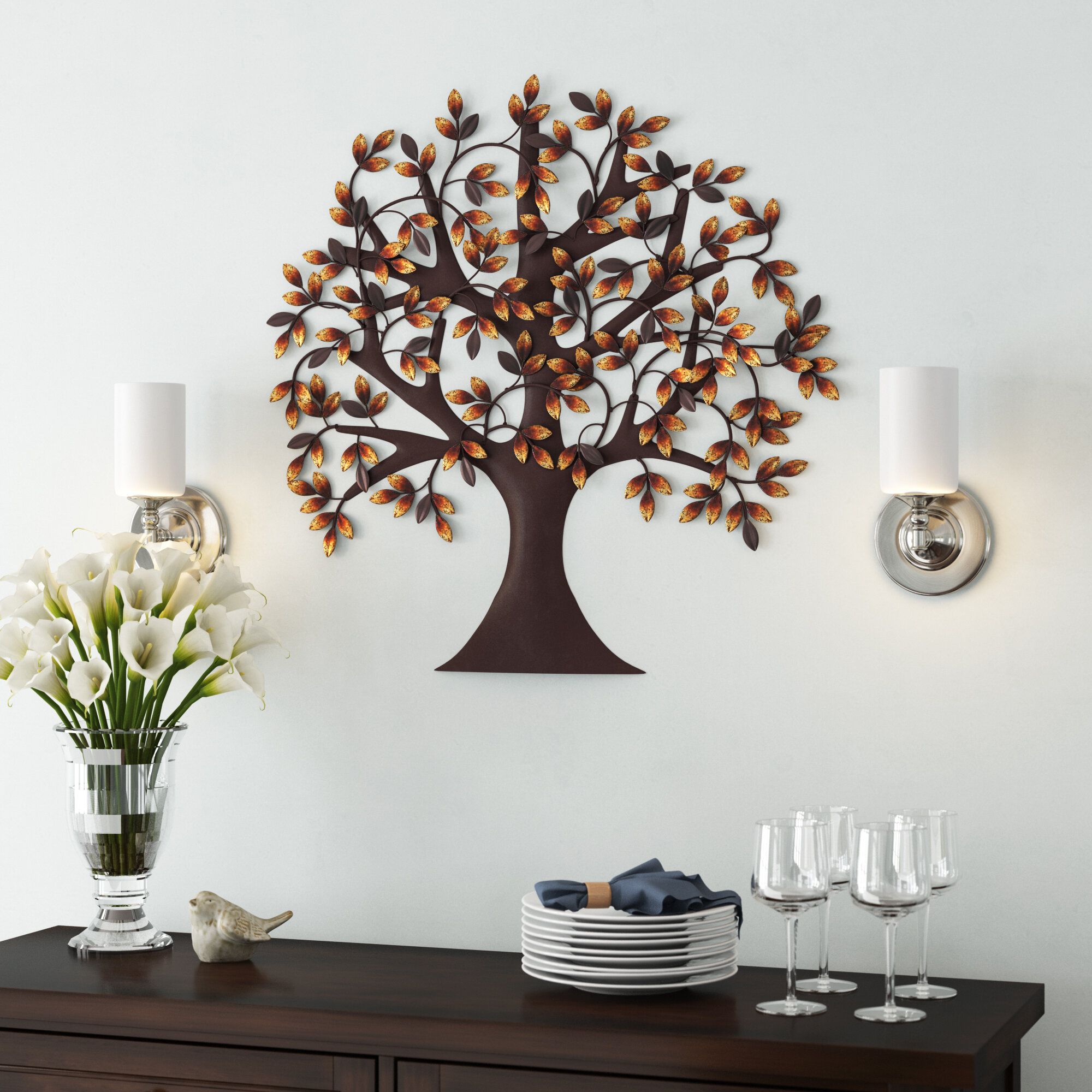 Metal Family Tree Wall Decor | Wayfair In Windswept Tree Wall Decor By World Menagerie (Photo 26 of 30)