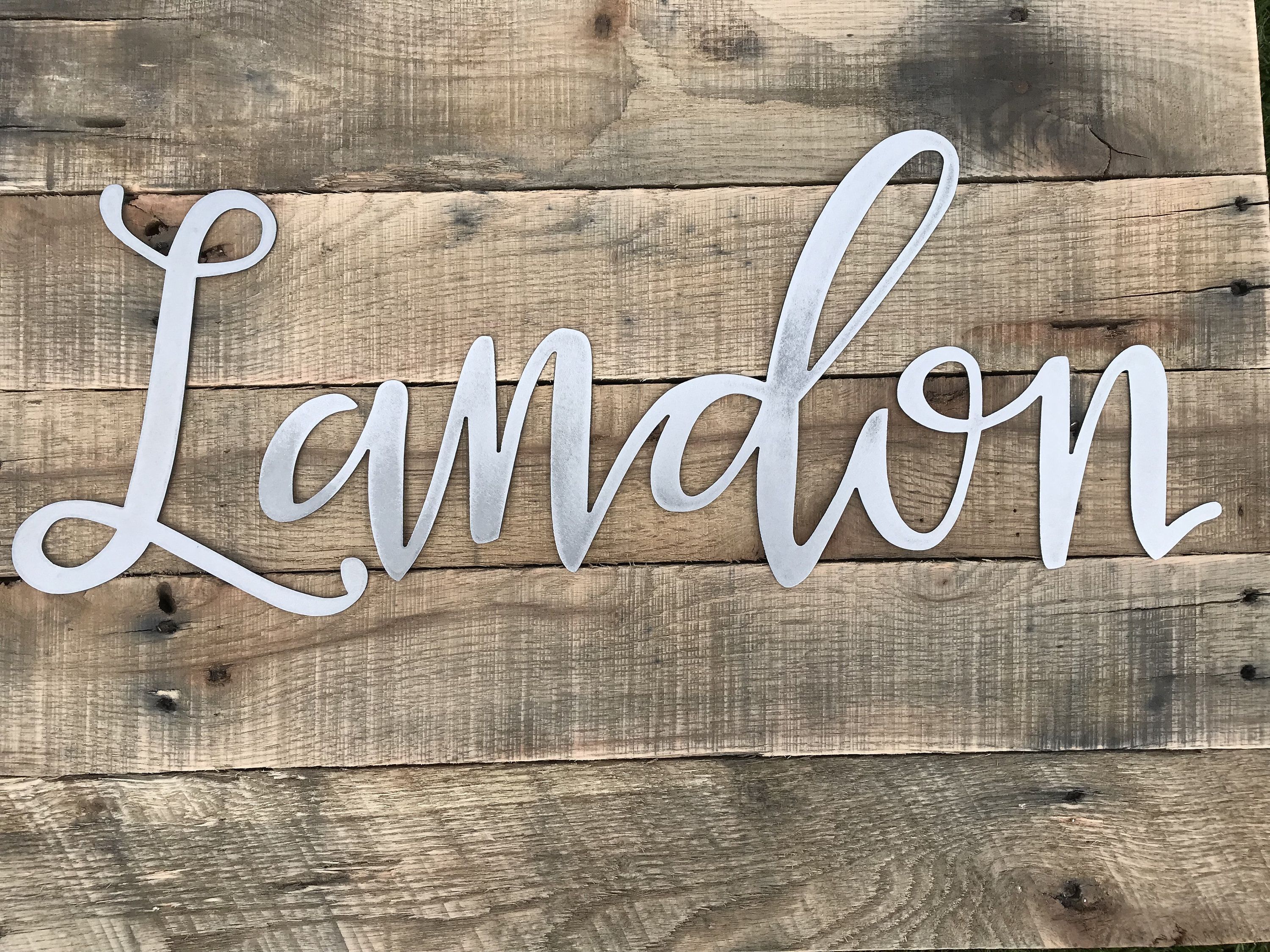 Metal Name Sign, Personalized Name Sign, Farmhouse Style Regarding Choose Happiness 3d Cursive Metal Wall Decor (View 15 of 30)