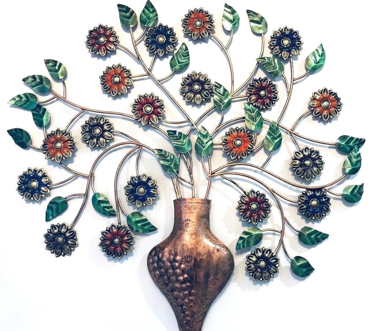 Metal Wall Decor Tree Wall Hanging Sculpture Big 76 Cm With Regard To Tree Shell Leaves Sculpture Wall Decor (View 28 of 30)