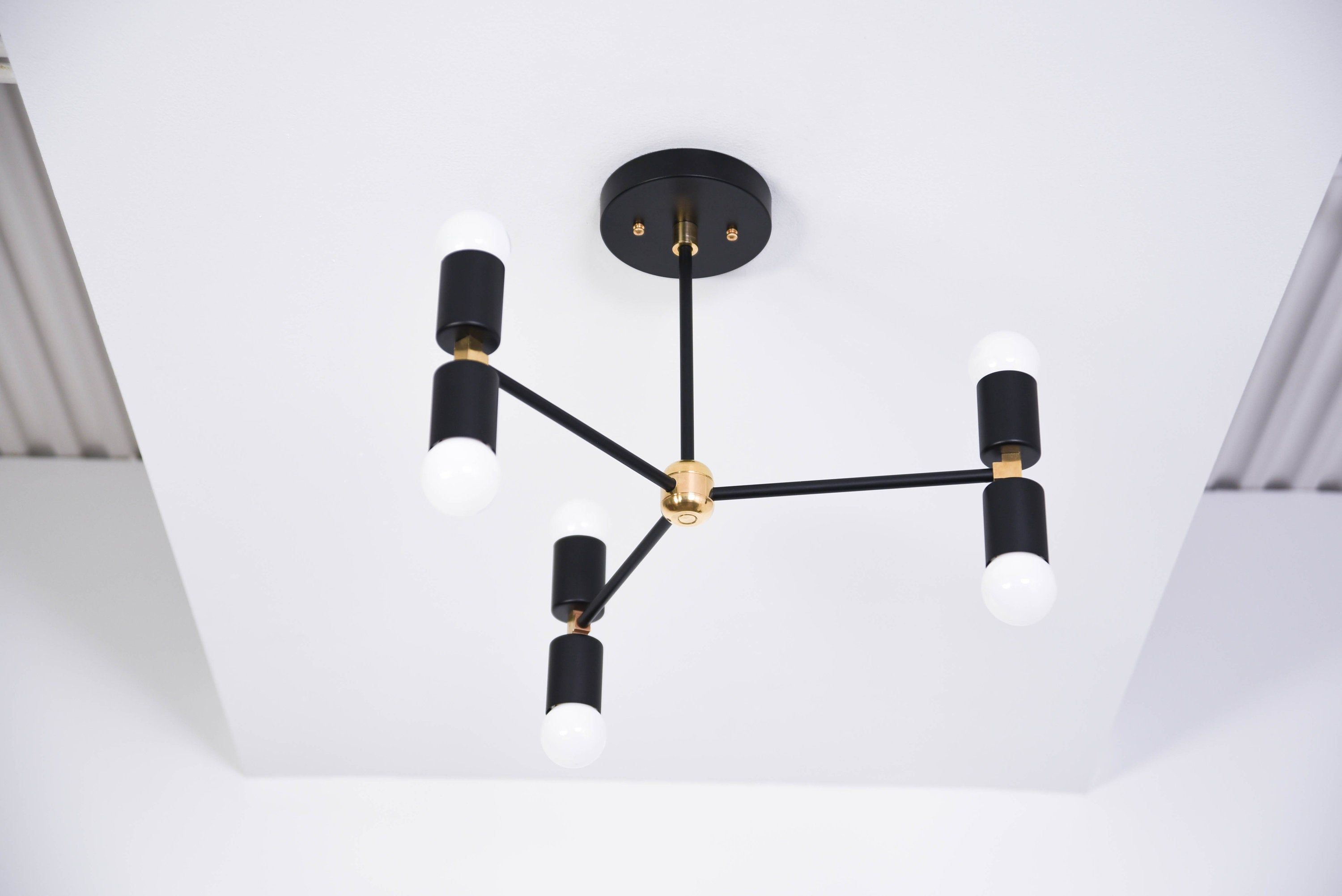 Modern Chandelier Lighting – Black & Brass – Mid Century – Industrial –  Minimal – Sputnik – Pinwheel – Hanging – Large – Ul Listed [chicago] For Perseus 6 Light Candle Style Chandeliers (Photo 27 of 30)