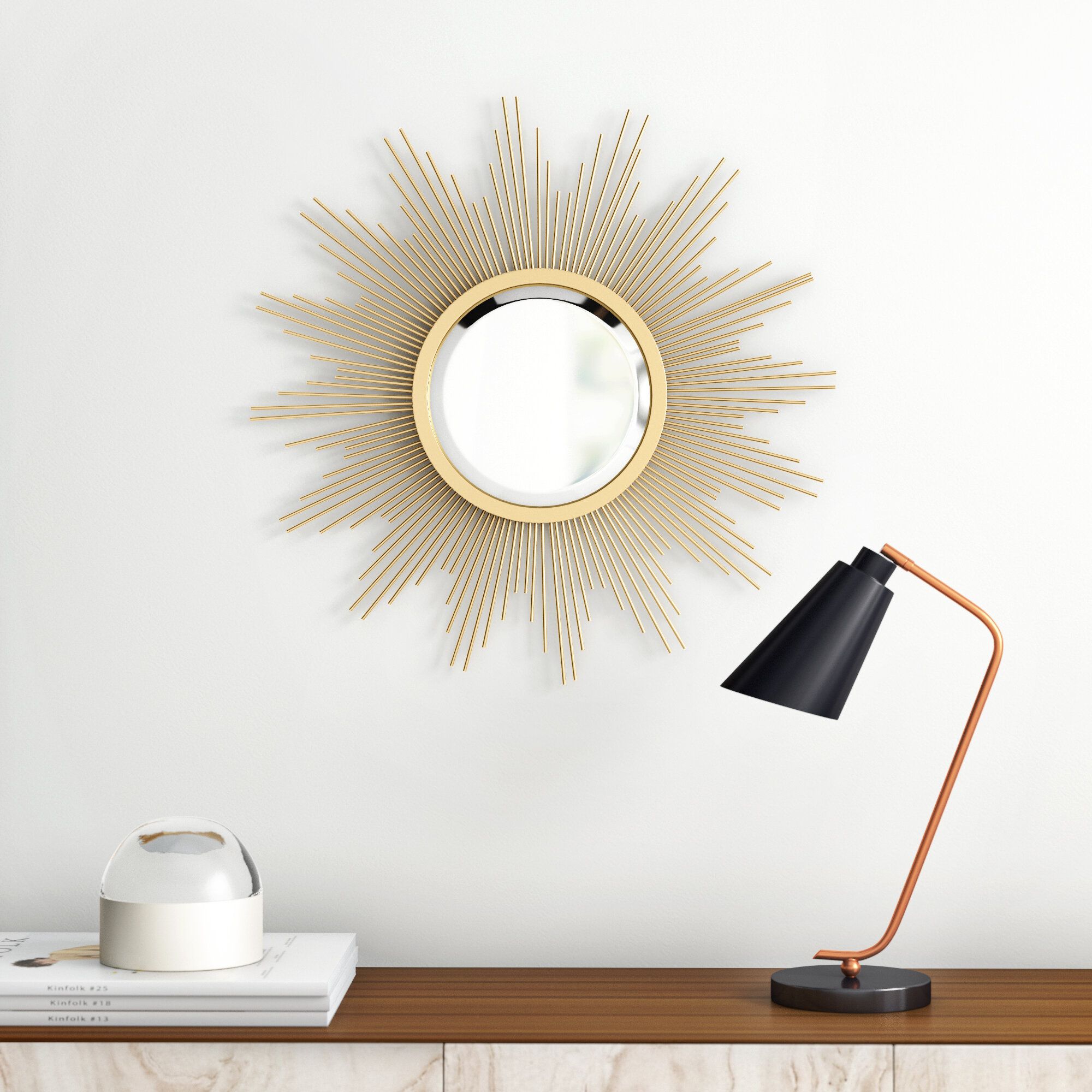 Modern Sunburst Mirrors | Allmodern With Estrela Modern Sunburst Metal Wall Mirrors (View 6 of 30)