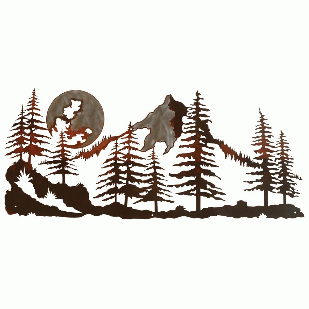 Mountain Scene Burnished Metal Wall Art For Contemporary Forest Metal Wall Decor (Photo 25 of 30)