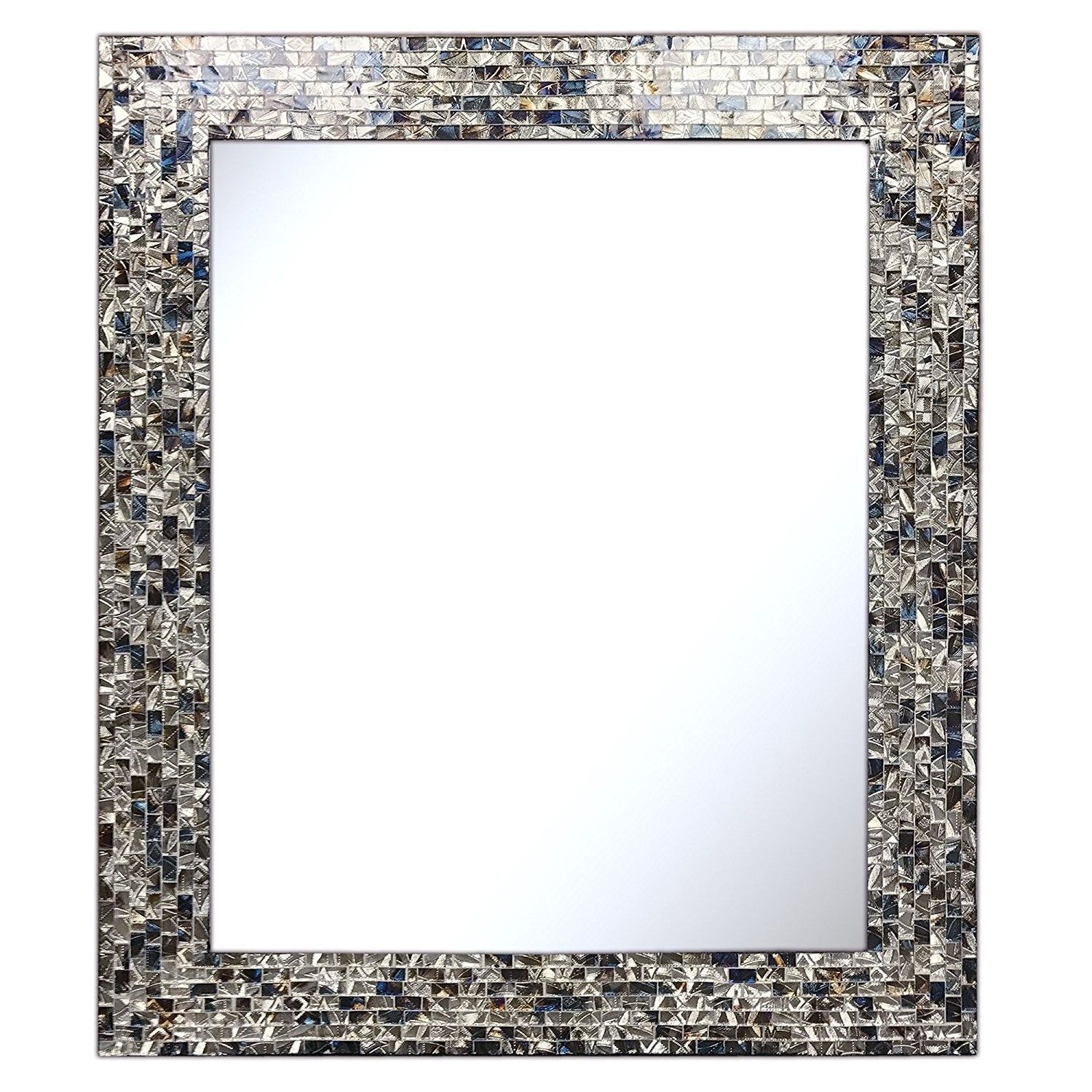 Multi Colored & Silver, Luxe Mosaic Glass Framed, Decorative Regarding Rectangle Accent Wall Mirrors (View 27 of 30)