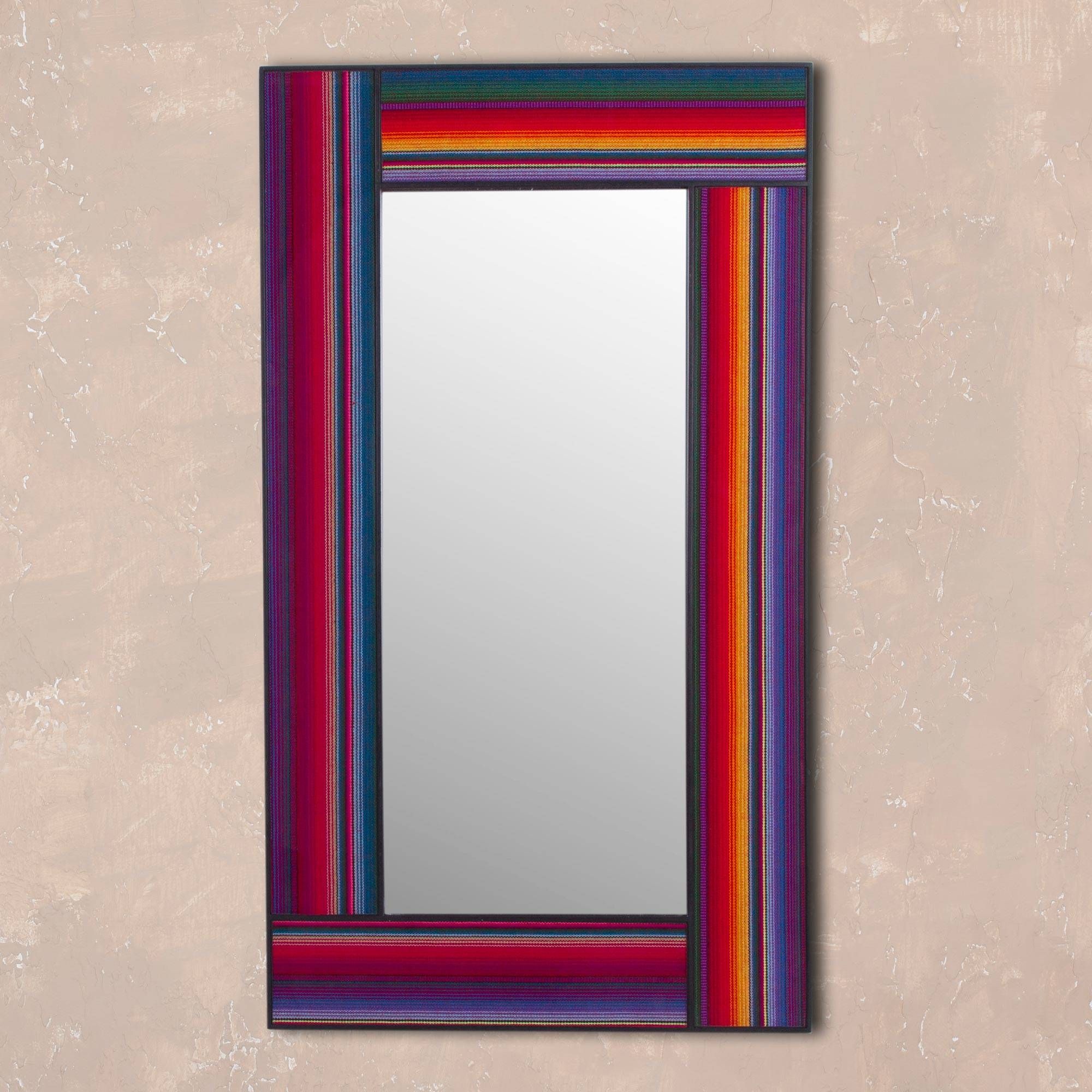Multicolored Fabric Accent Wood Wall Mirror From Peru, 'reflection Of The  Andes' Inside Wood Accent Mirrors (View 29 of 30)