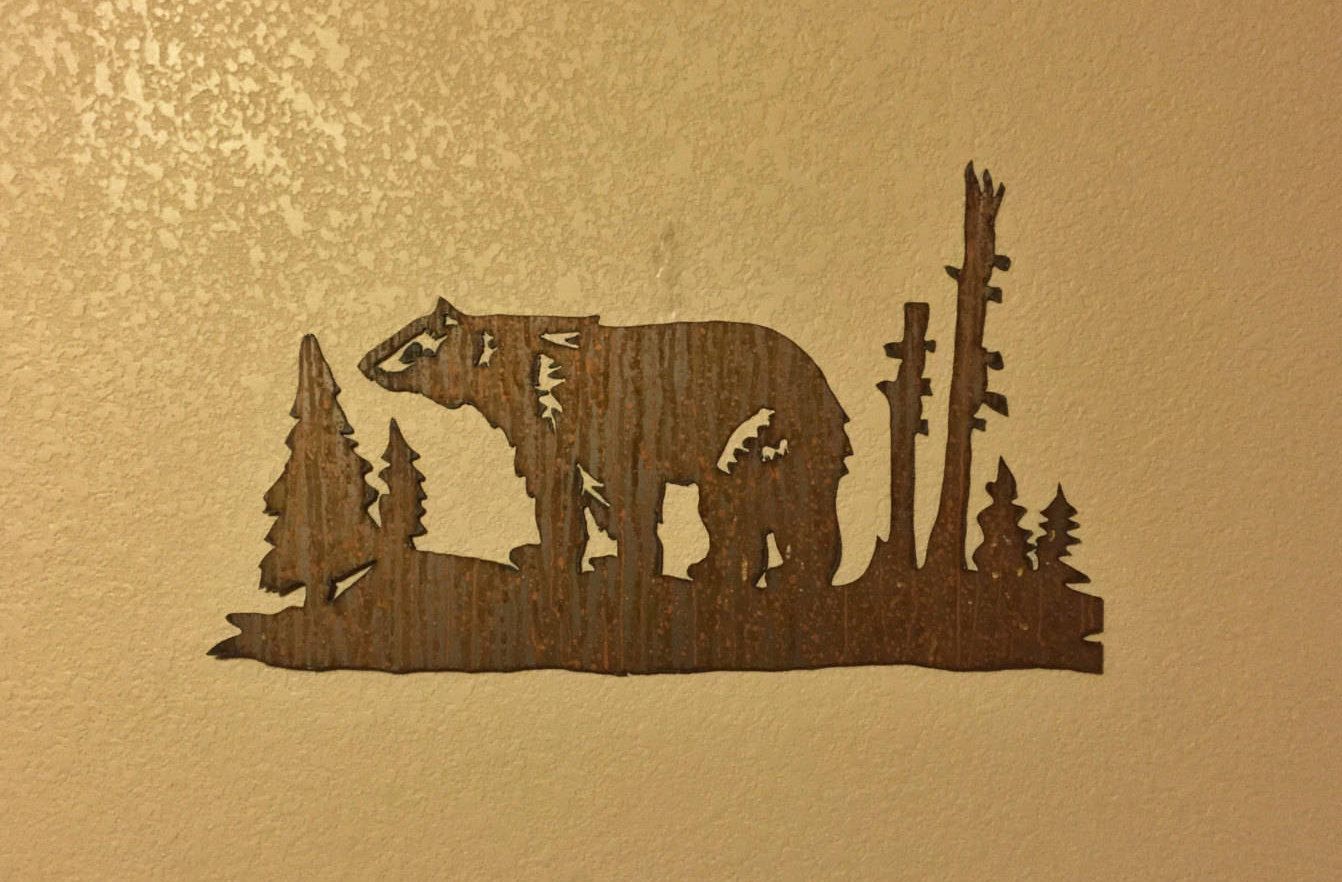 Nature Inspired Mama Bear Home Decor Rustic Metal Wall Art For Nature Metal Sun Wall Decor (View 28 of 30)