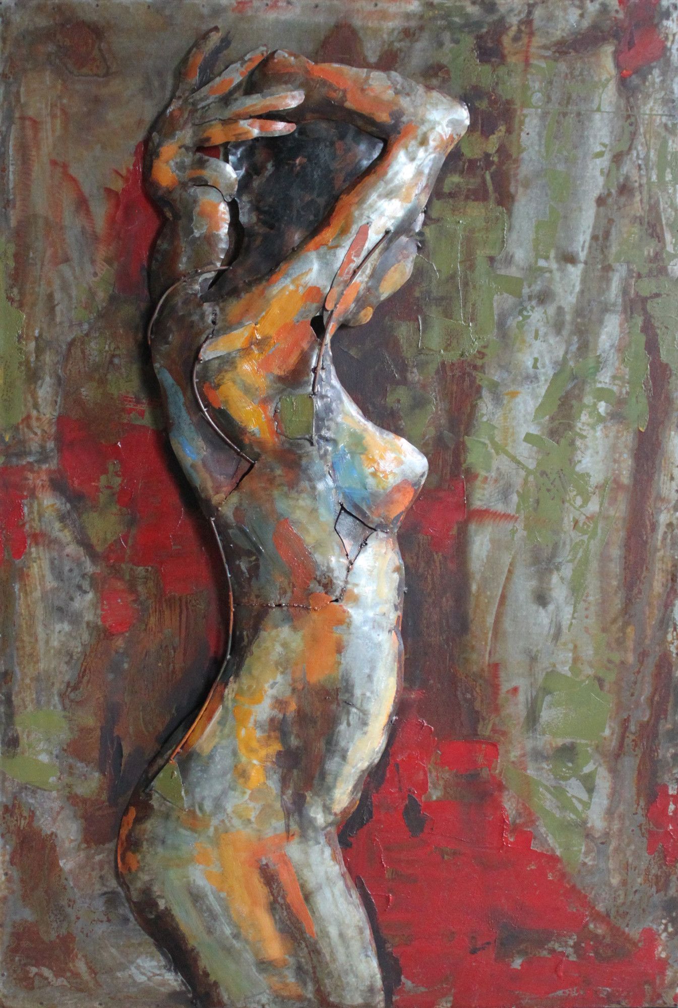 Nude Study 3" Mixed Media Iron Hand Painted Dimensional Wall Within Mixed Media Iron Hand Painted Dimensional Wall Decor (View 21 of 30)