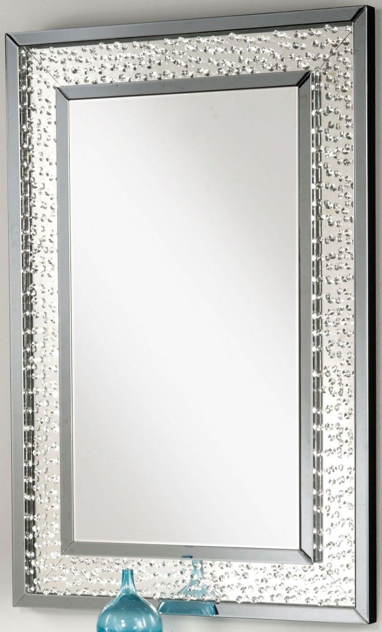 Nysa Mirrored Crystal Accent Wall Mirror Within Rectangle Accent Wall Mirrors (View 29 of 30)