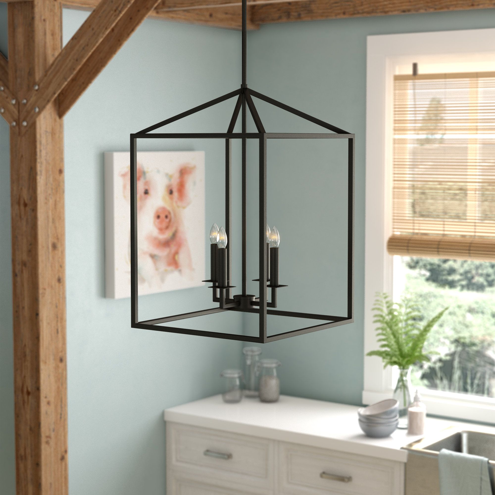 Odie 4 Light Square/rectangle Chandelier For Odie 4 Light Lantern Square Pendants (View 15 of 30)