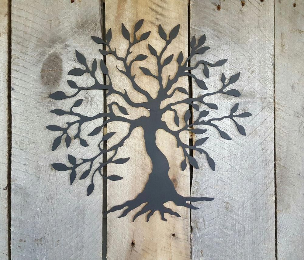 Olive Tree Of Life Metal Wall Art Hanging Home Decor Rustic Regarding Olive/gray Metal Wall Decor (Photo 28 of 30)