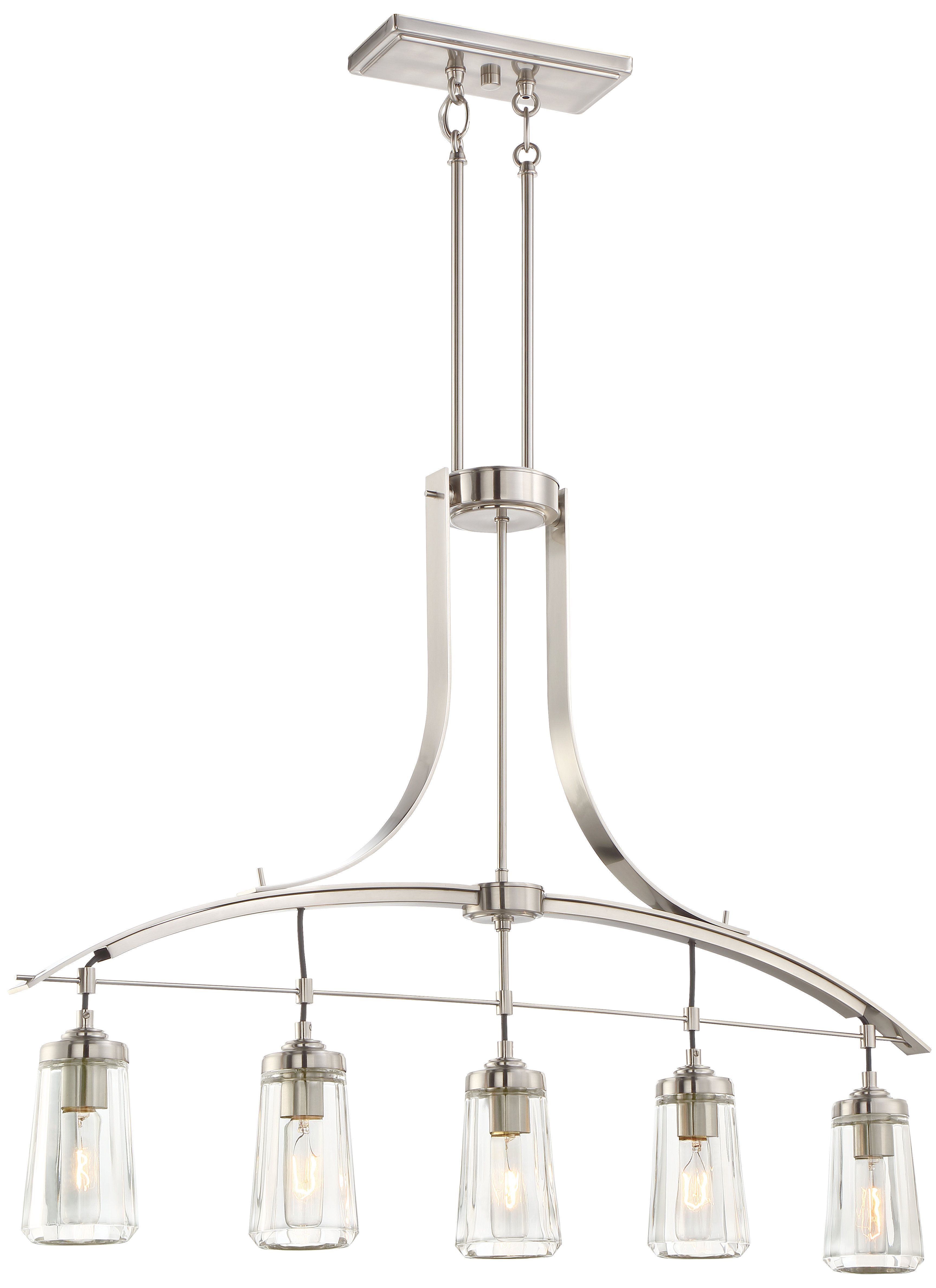 Omeara 5 Light Kitchen Island Linear Pendant For Ariel 2 Light Kitchen Island Dome Pendants (Photo 25 of 30)