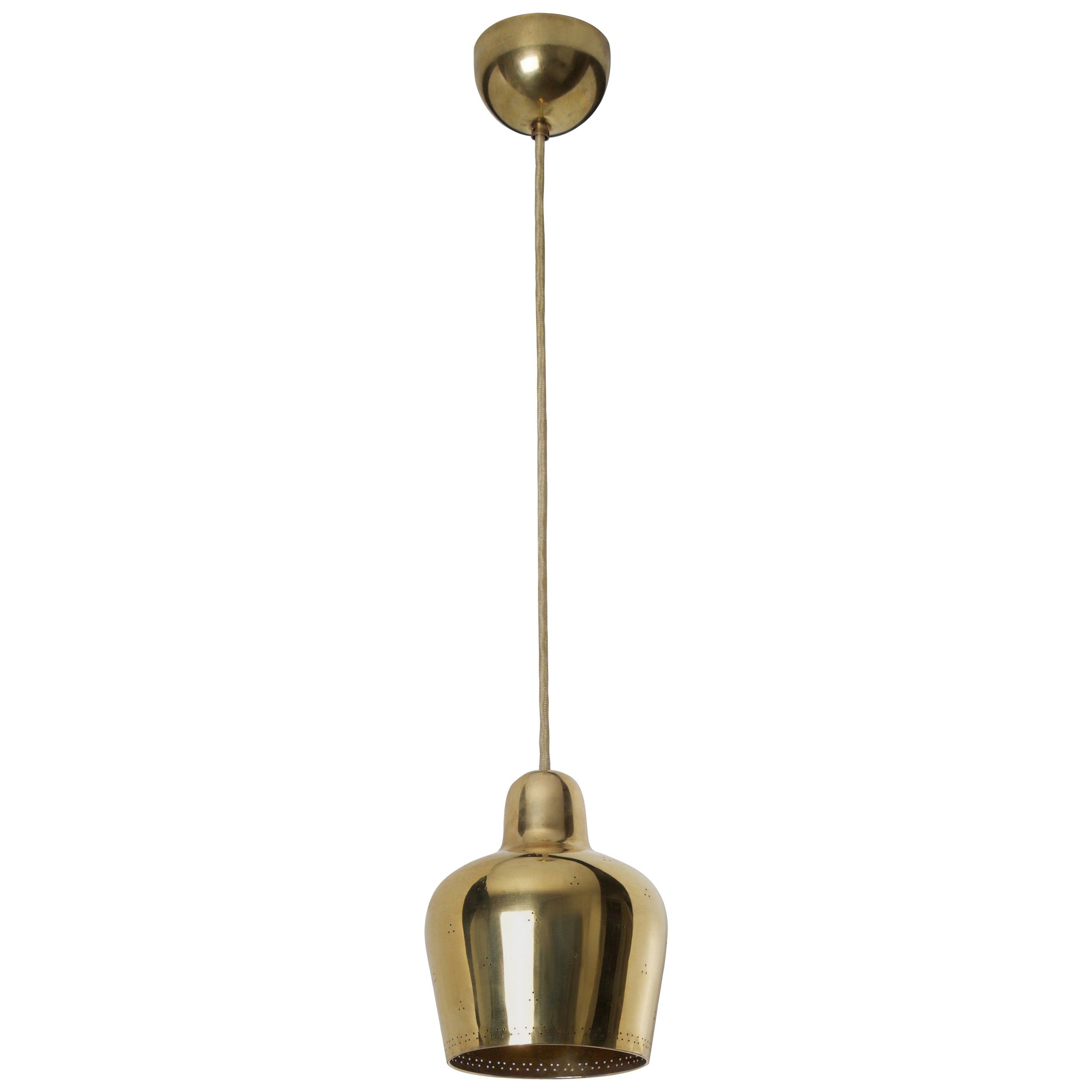 Paavo Tynell Alvar Aalto, Rare Golden Bell Pendant Light, 1940s In Houon 1 Light Cone Bell Pendants (View 30 of 30)