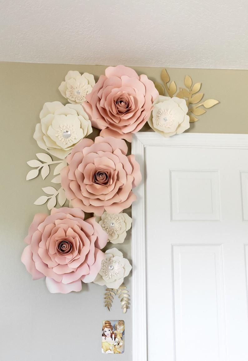 Paper Flowers | Paper Flower Wall Decor Nursery| Large Paper Flowers |  Paper Flower Backdrop With Regard To Flower Wall Decor (View 4 of 30)