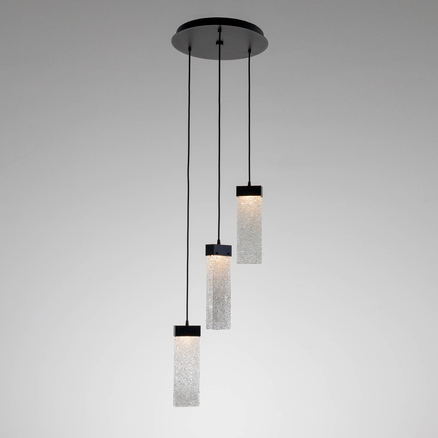 Parallel Glass Round Waterfall 3 Light Led Pendant With Schutt 5 Light Cluster Pendants (View 3 of 30)