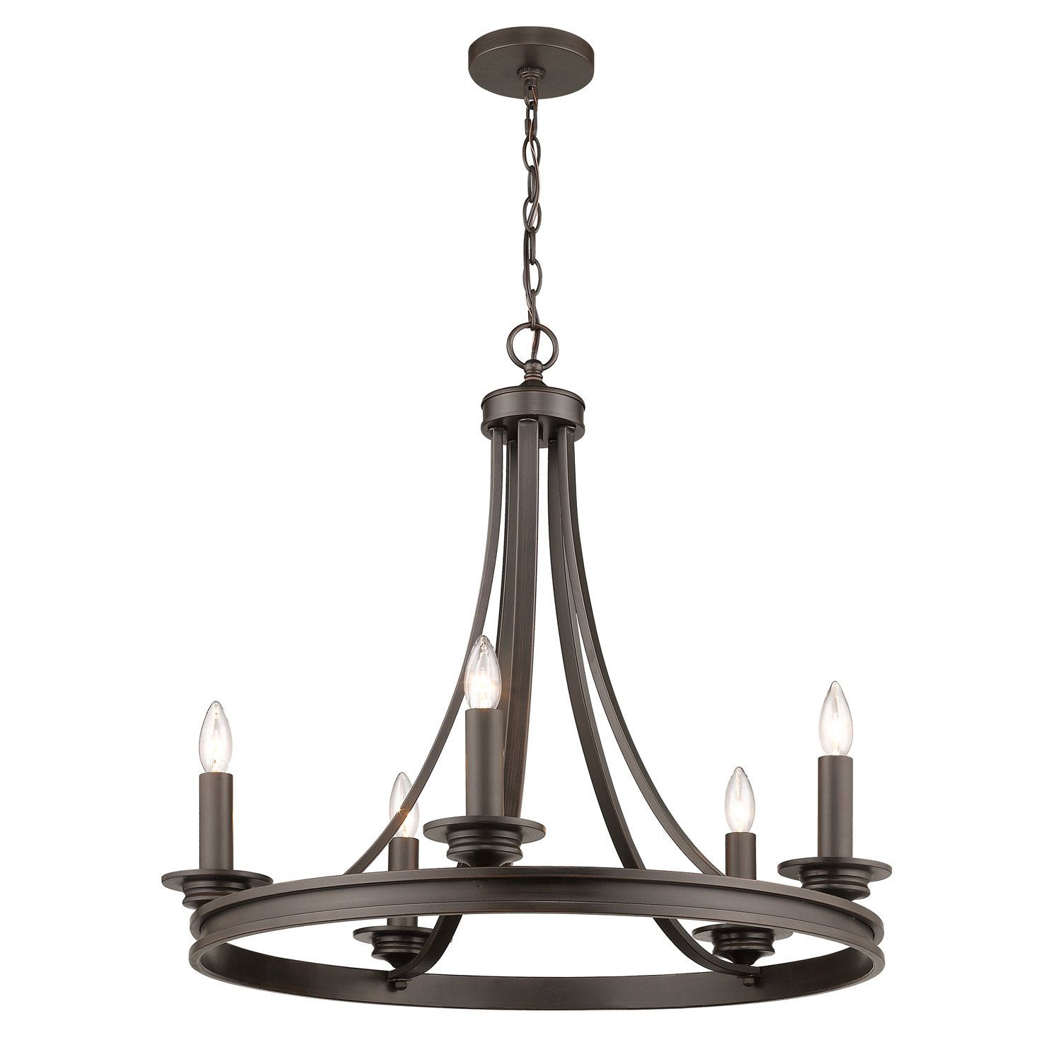 Pavon 5 Light Wagon Wheel Chandelier Intended For Duron 5 Light Empire Chandeliers (View 25 of 30)
