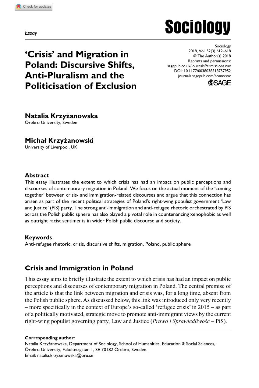Pdf) 'crisis' And Migration In Poland: Discursive Shifts For Reeds Migration Wall Decor Sets (set Of 3) (Photo 27 of 30)