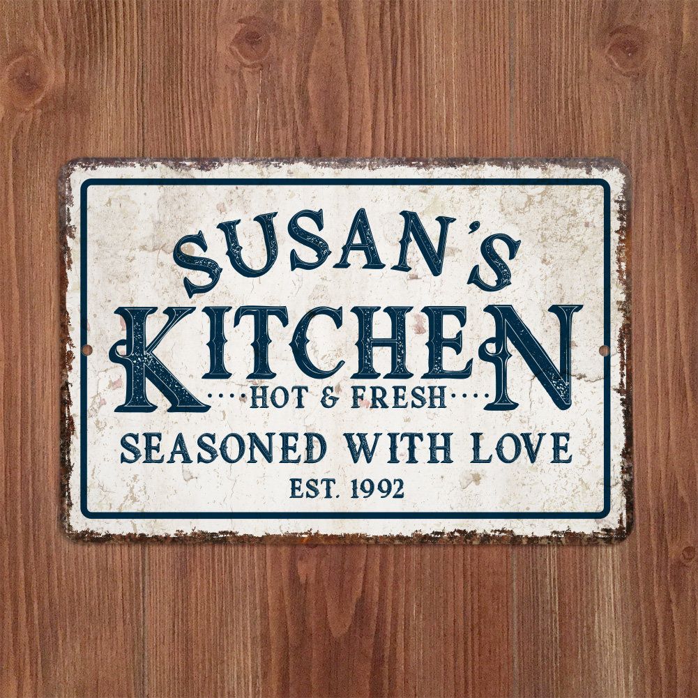 Featured Photo of 30 Photos Personalized Distressed Vintage-look Kitchen Metal Sign Wall Decor