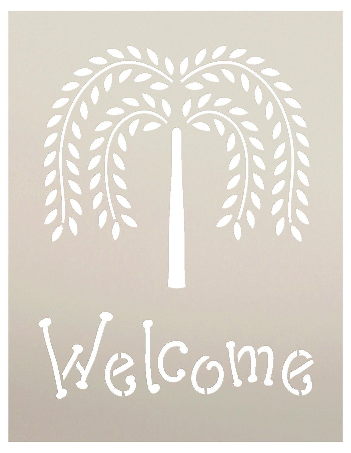 Primitive Willow Tree Welcome Word Stencilstudior12 | Paint A Front  Porch Or Entrance Wood Sign | Reusable Mylar Template | Use For Wall Art,  Diy Intended For In A Word &quot;welcome&quot; Wall Decor (Photo 25 of 30)