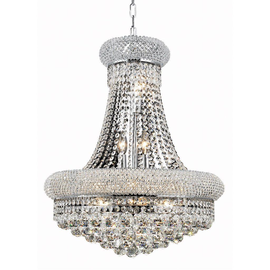 Primo 36" Crystal Chandelier With 28 Lights – Chrome Finish Within Verdell 5 Light Crystal Chandeliers (View 25 of 30)
