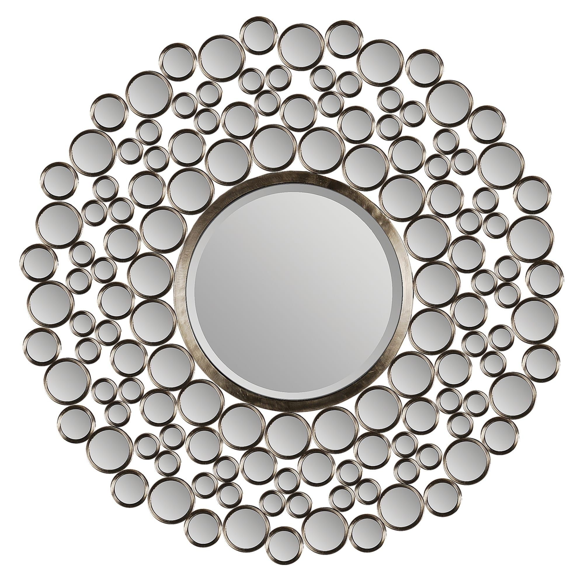 Ren Wil Chic Satin Nickel Round Mirror – Satin Nickel (satin Inside Kentwood Round Wall Mirrors (View 27 of 30)