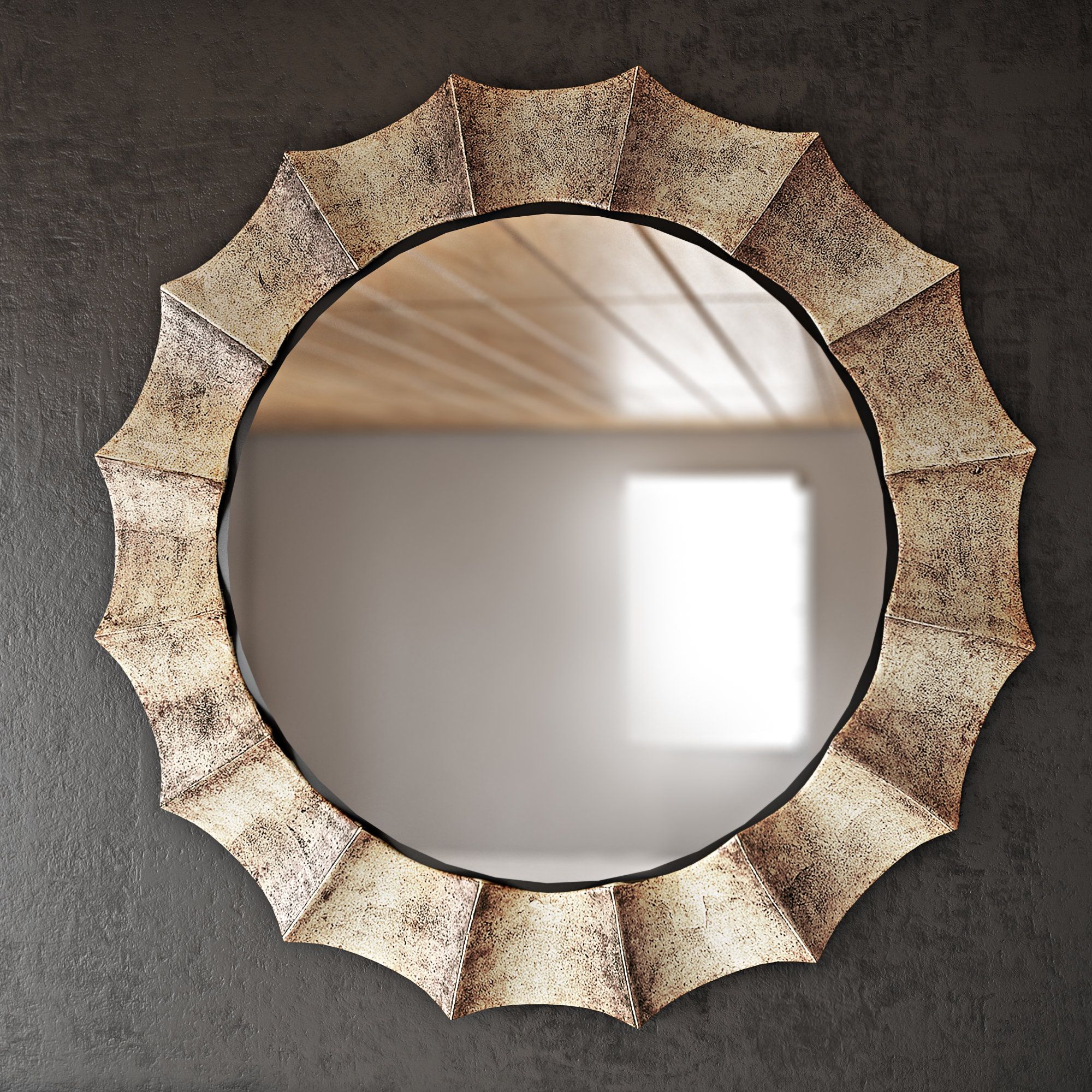 Round Wall Mirror With Strap | Wayfair Throughout Tata Openwork Round Wall Mirrors (View 25 of 30)