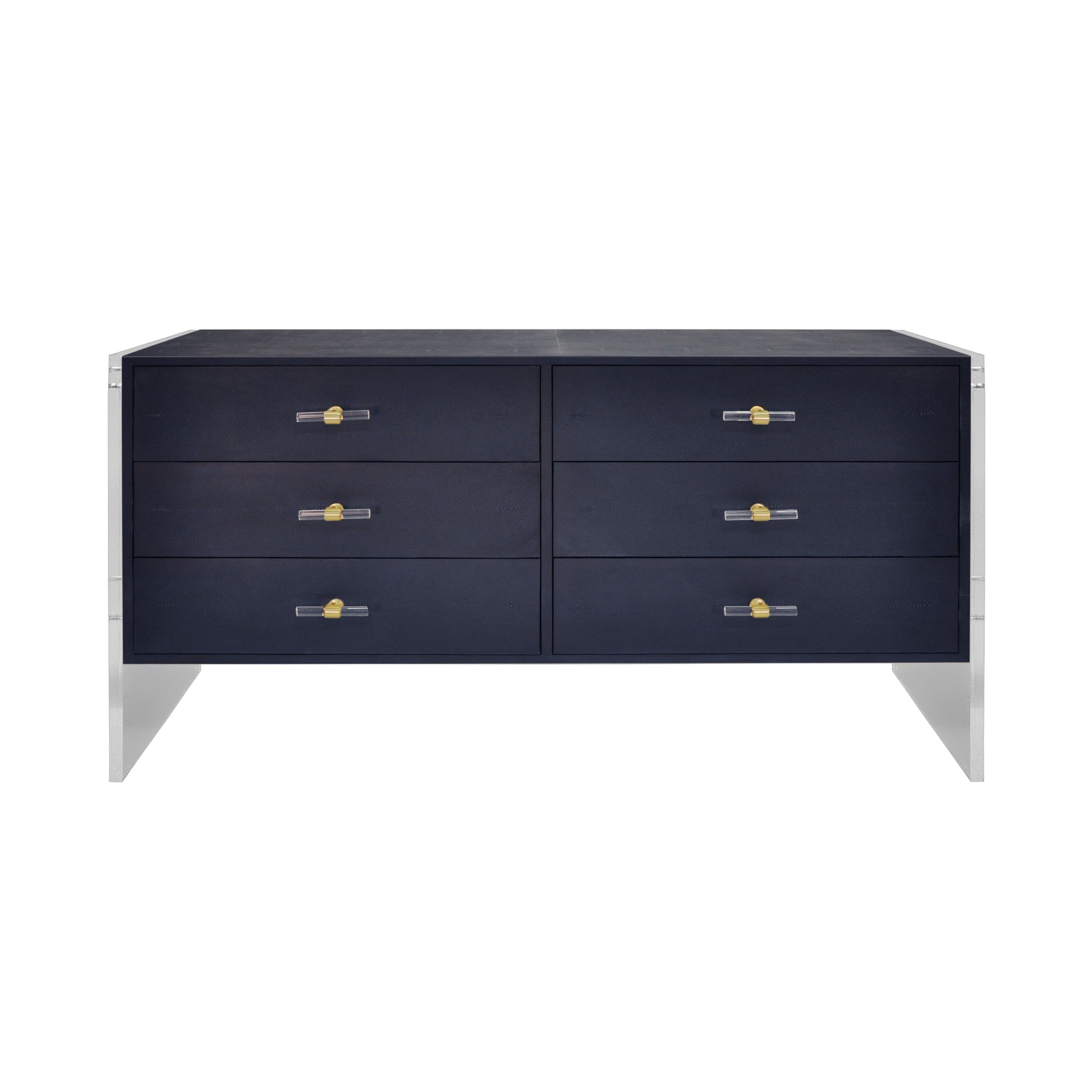 Rutherford Navy Shagreen & Acrylic Chest With Regard To Rutherford Sideboards (View 6 of 30)