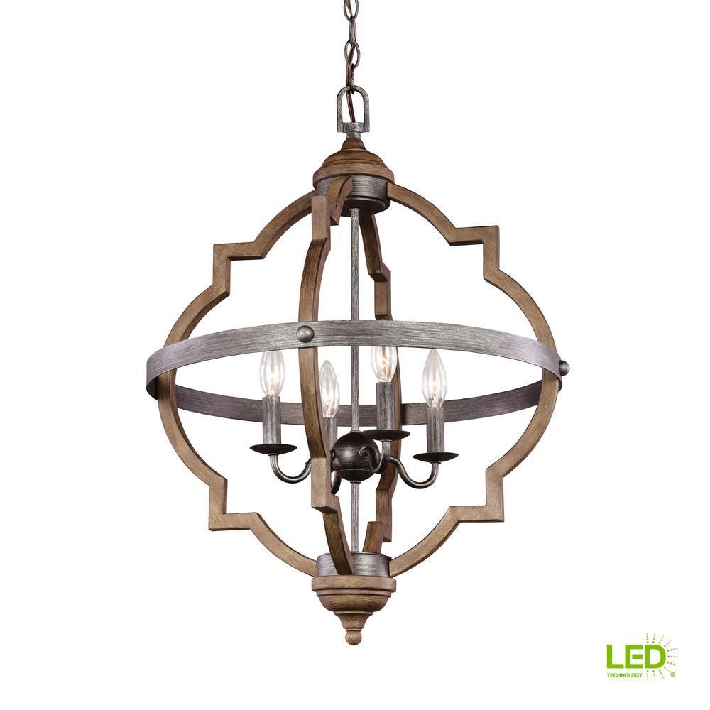 Sea Gull Lighting Socorro 20.875 In. W. 4 Light Weathered Intended For Bennington 4 Light Candle Style Chandeliers (Photo 17 of 30)