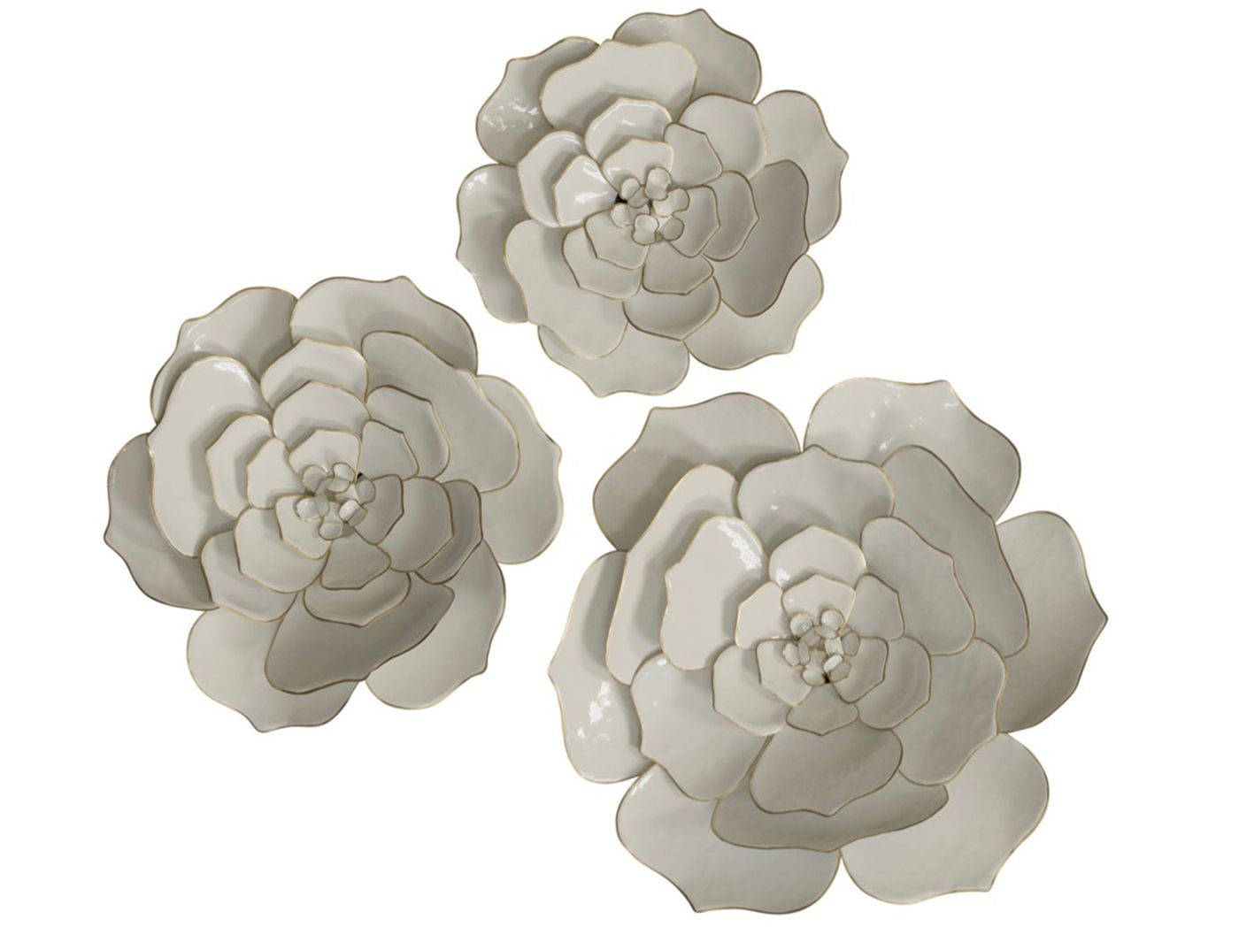 Set Of 3 Ivory Flowers Wall Decor 17/20/24" With Regard To Flower Wall Decor (View 17 of 30)