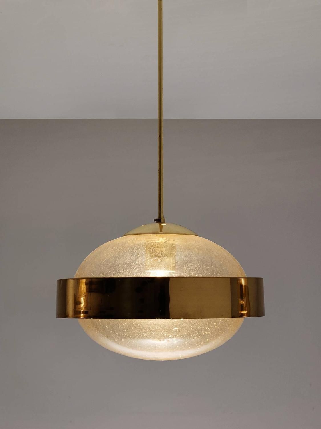 Set Of Three Pendants In Brass And Glass | Lampen, Lamps Within Radtke 3 Light Single Drum Pendants (View 23 of 30)