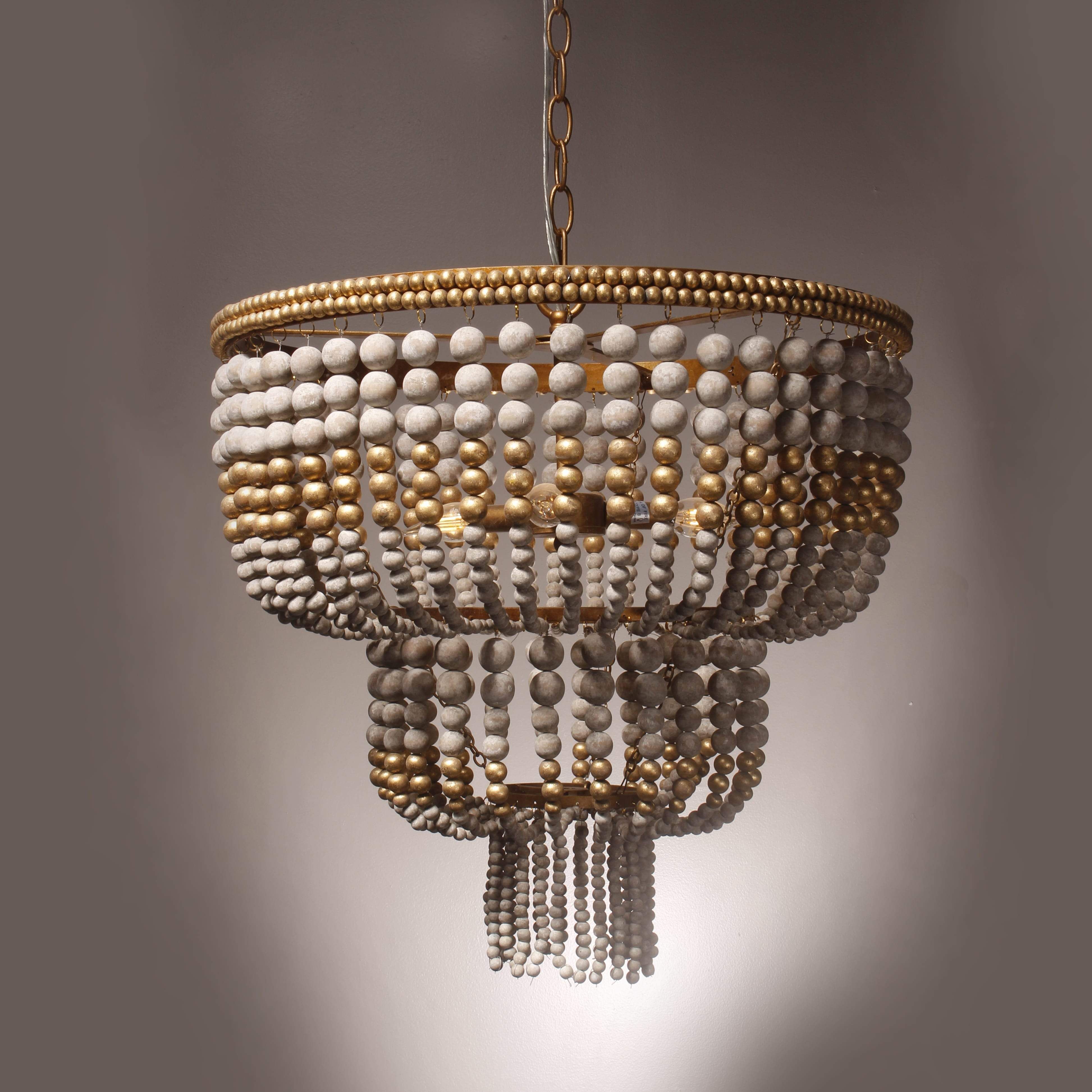 Seville Weathered Wood Beaded Chandelier | Products | Wood Throughout Hatfield 3 Light Novelty Chandeliers (Photo 26 of 30)