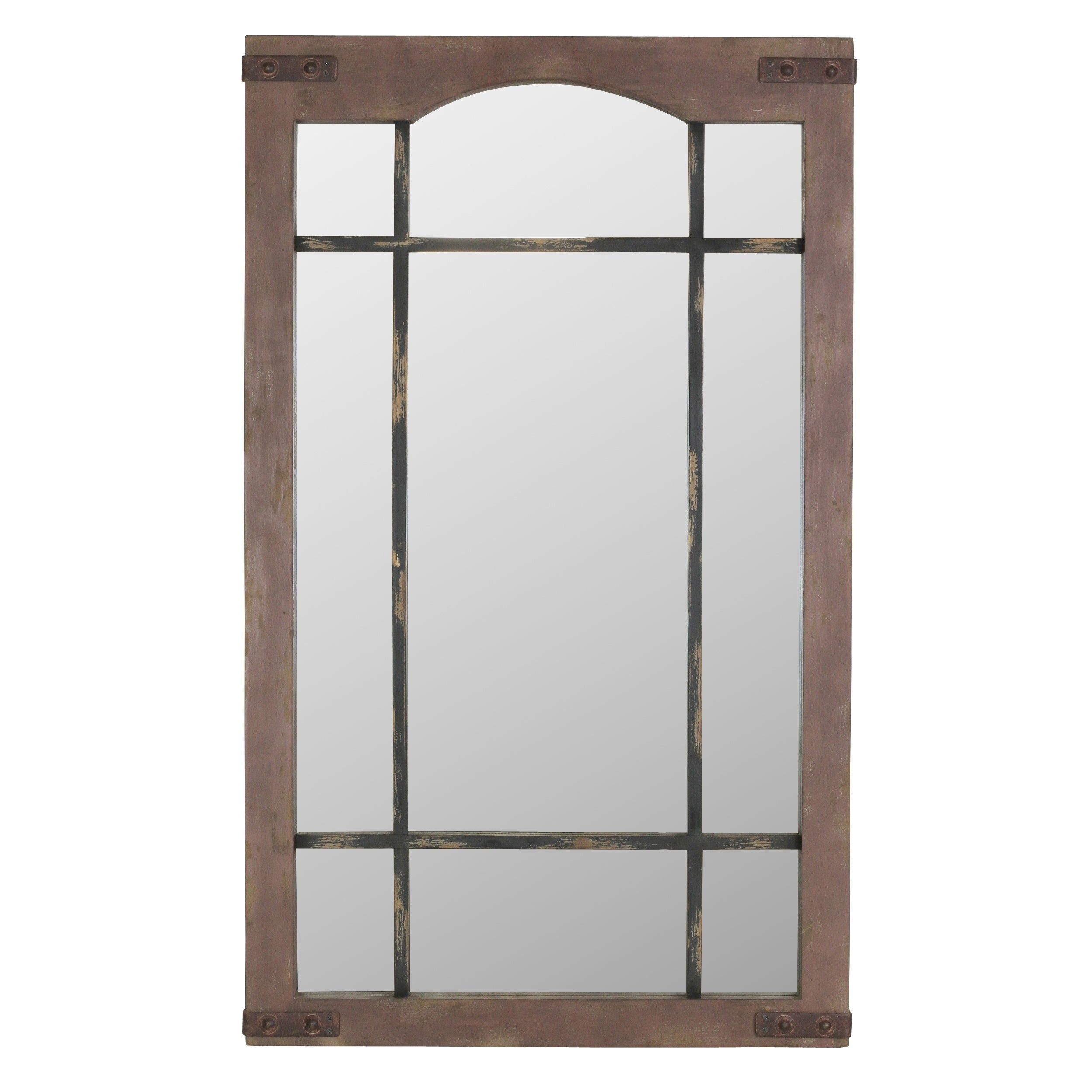 Sheridan Faux Window Wall Mirror – Brown Regarding Faux Window Wood Wall Mirrors (Photo 4 of 30)