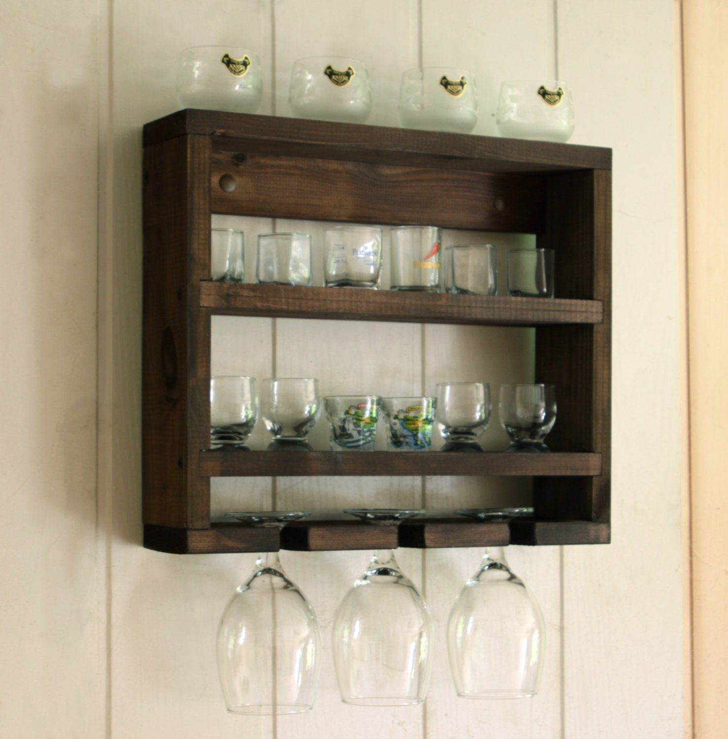 Shot Glass Holder – Shot Glass Display – Wooden Glass Rack – Glass Holder –  Wooden Shelf – Kitchen Shelf – Rustic Glass Holder – Wall Decor For Three Glass Holder Wall Decor (View 8 of 30)