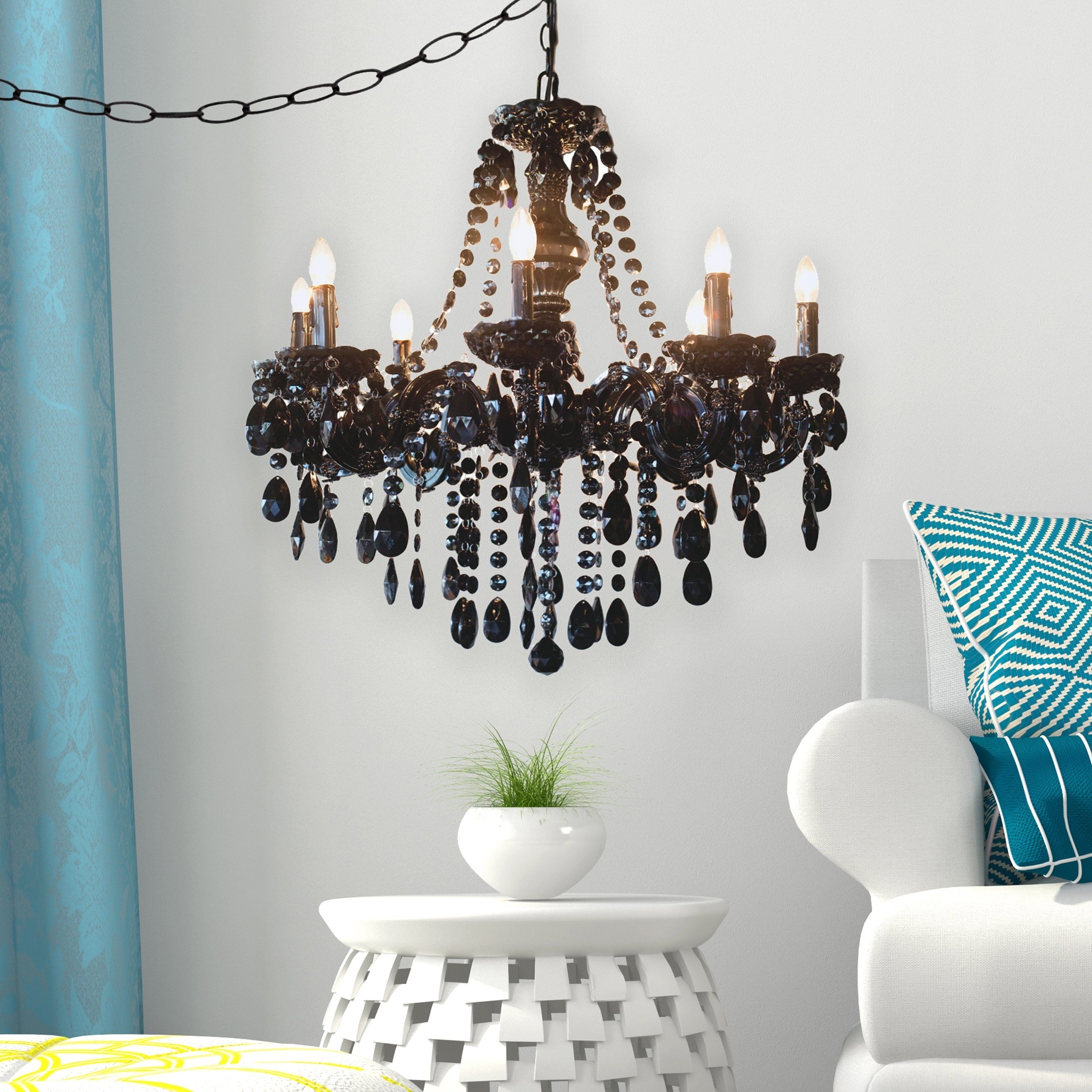 Silver Orchid Loren Glam Black 24.5 Inch Jeweled Chandelier Within Blanchette 5 Light Candle Style Chandeliers (Photo 22 of 30)