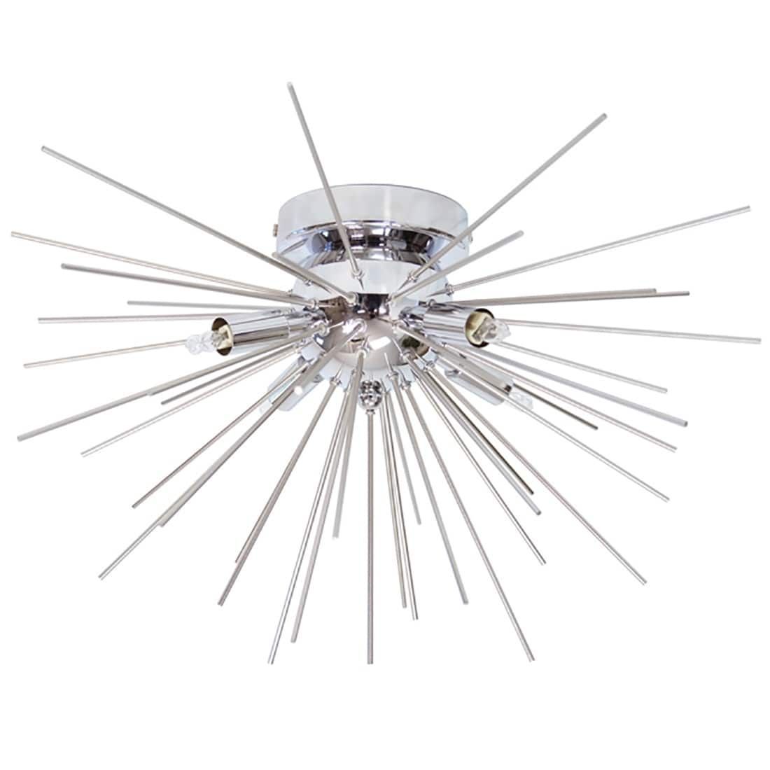 Silvertone Steel (silver) Flush Mount 4 Light Fixture With Pertaining To Bacchus 12 Light Sputnik Chandeliers (Photo 28 of 30)