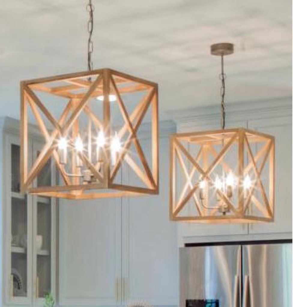 Square Wood Chandelier | Crafty | Kitchen Lighting, Wood With William 4 Light Lantern Square / Rectangle Pendants (View 22 of 30)