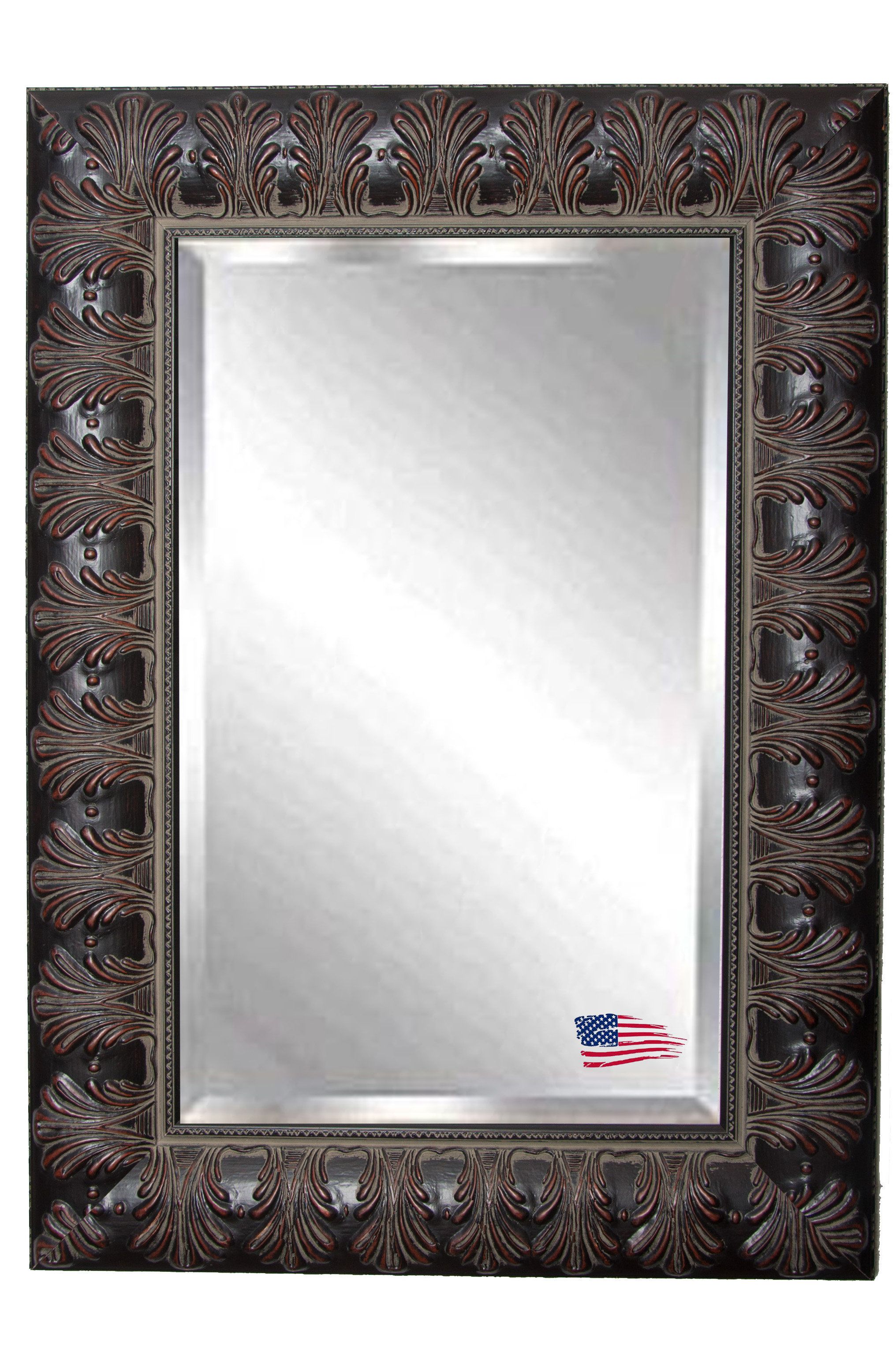 Square Wood Feathered Slim Traditional Wall Mirror In Boyers Wall Mirrors (View 11 of 30)