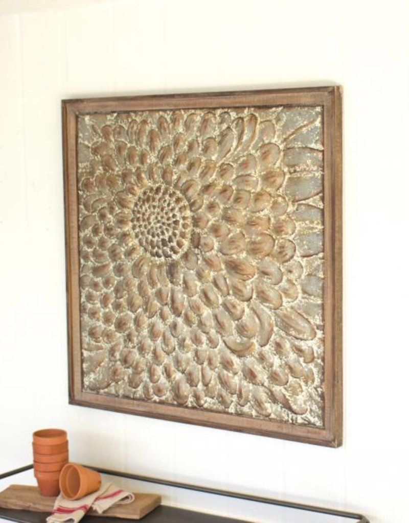 Square Wood Framed Pressed Metal Wall Decor Pertaining To Brown Wood And Metal Wall Decor (Photo 26 of 30)