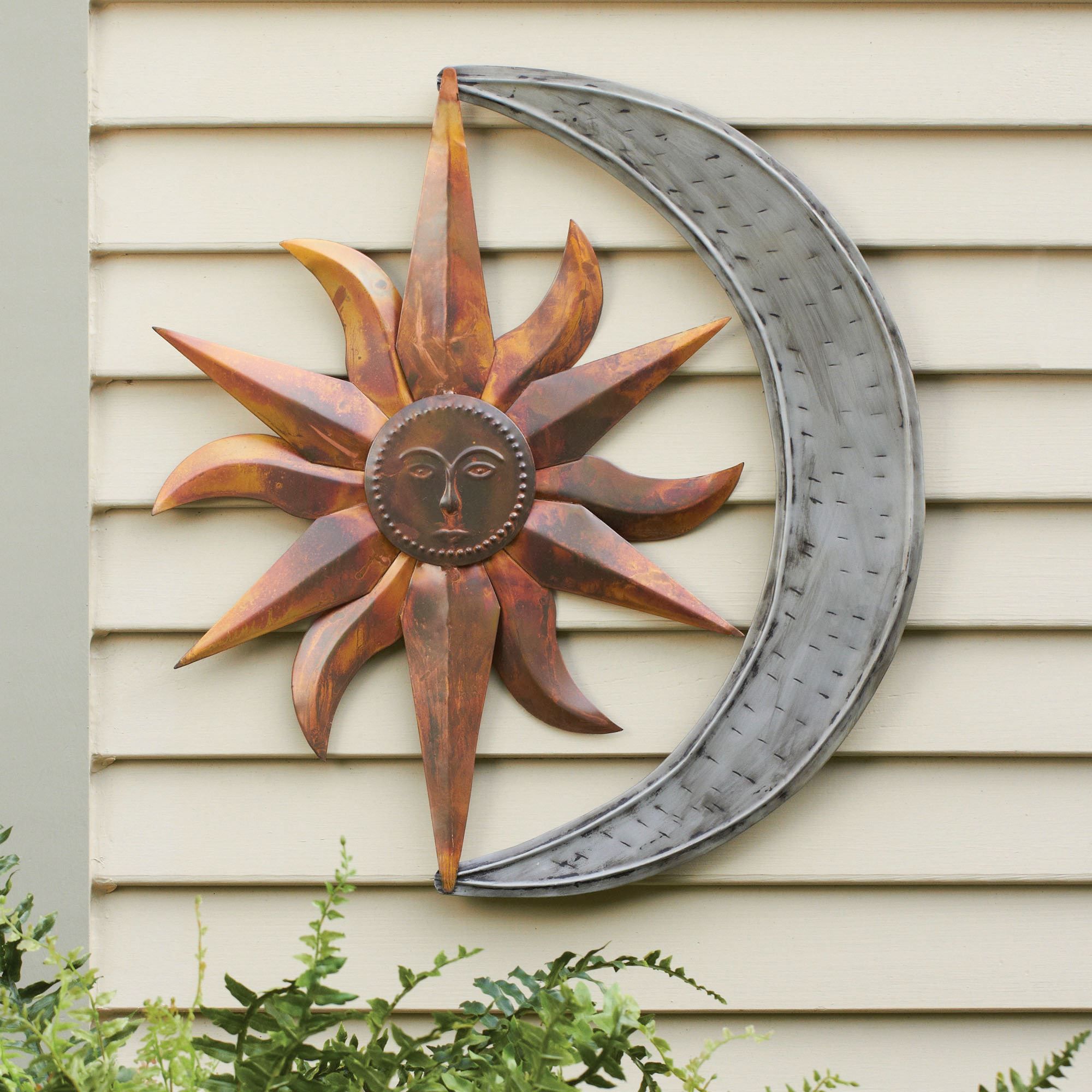 Sun And Moon Indoor Outdoor Metal Wall Art Within Nature Metal Sun Wall Decor (View 4 of 30)