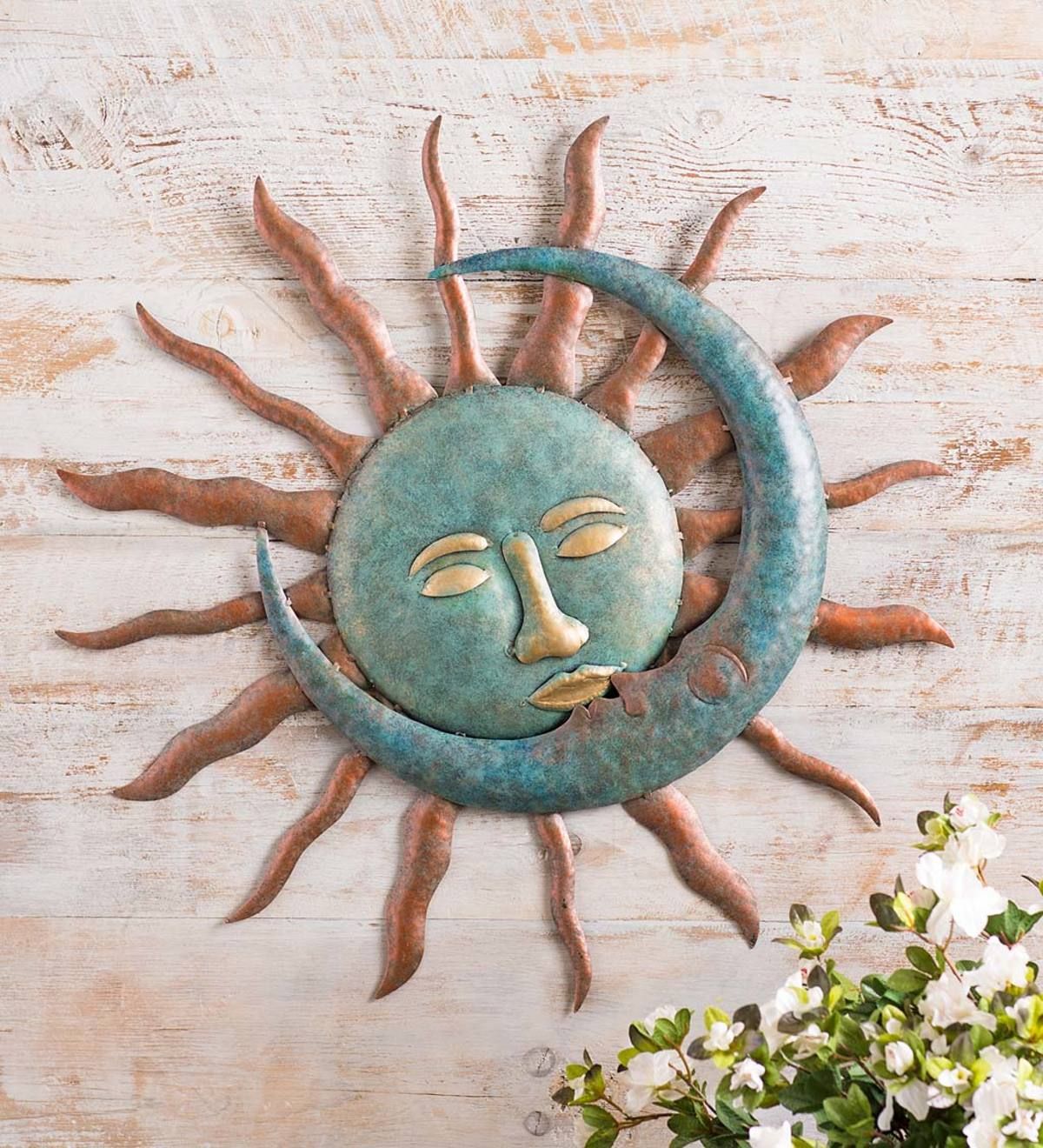 Sun Kissing Moon Metal Wall Art | Wind And Weather With Recycled Moon And Sun Wall Decor (View 25 of 30)