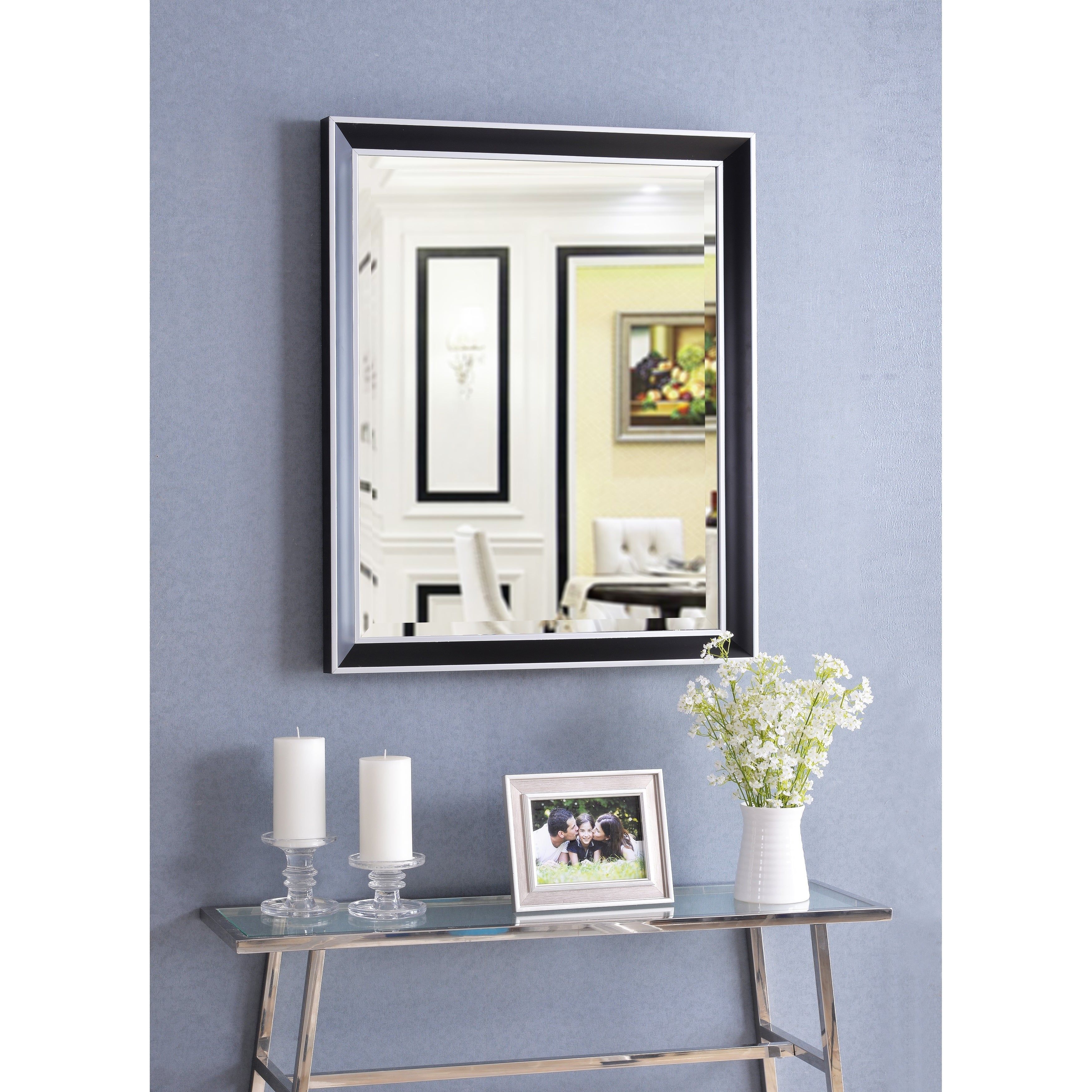 Tanner 32" Wall Mirror – Black With Polished Silver Regarding Tanner Accent Mirrors (View 30 of 30)