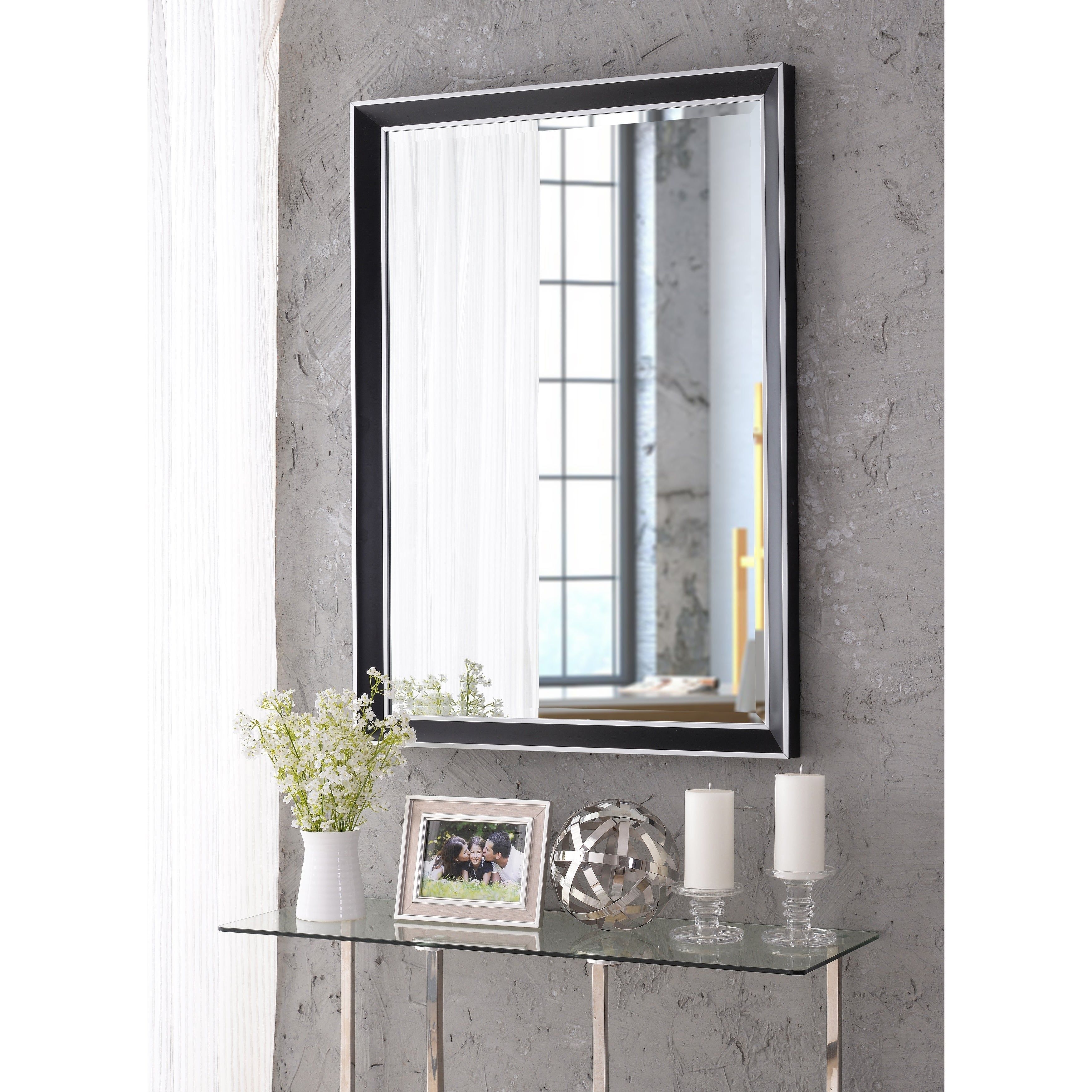 Tanner 42" Wall Mirror – Black With Polished Silver With Regard To Tanner Accent Mirrors (Photo 15 of 30)
