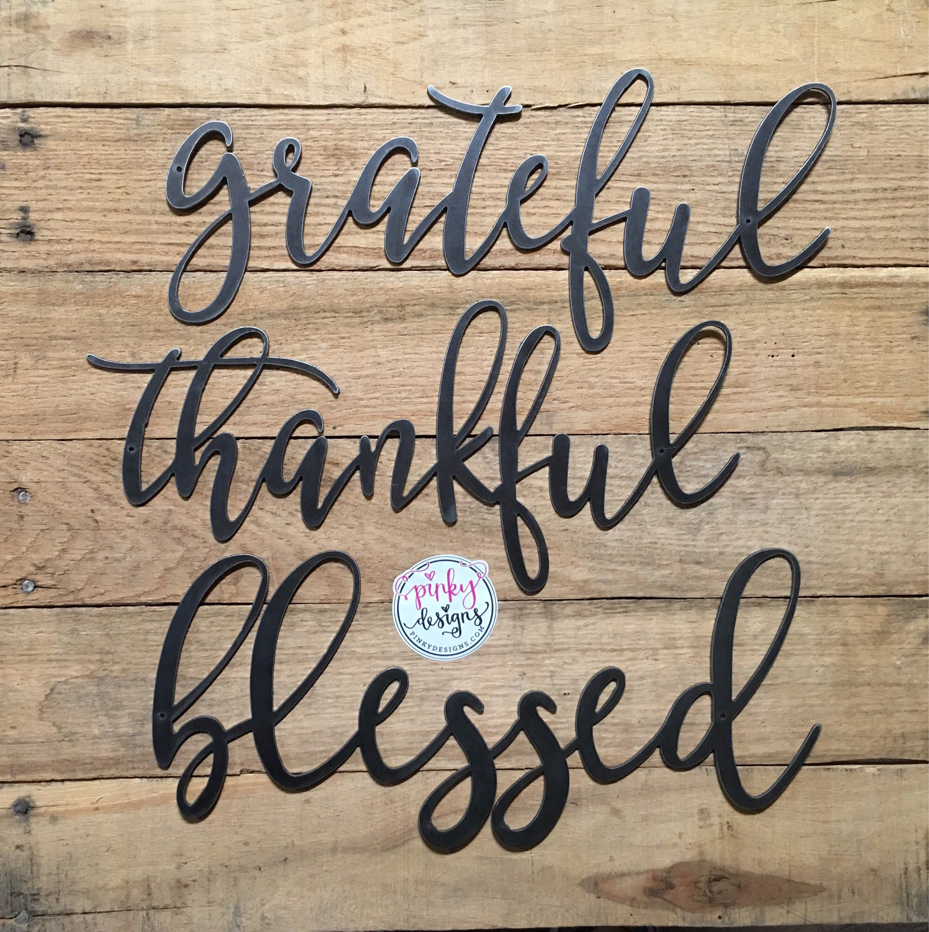 Thankful, Grateful, Blessed Metal Signs | Set Of 3 | Gallery Within Blessed Steel Wall Decor (View 26 of 30)