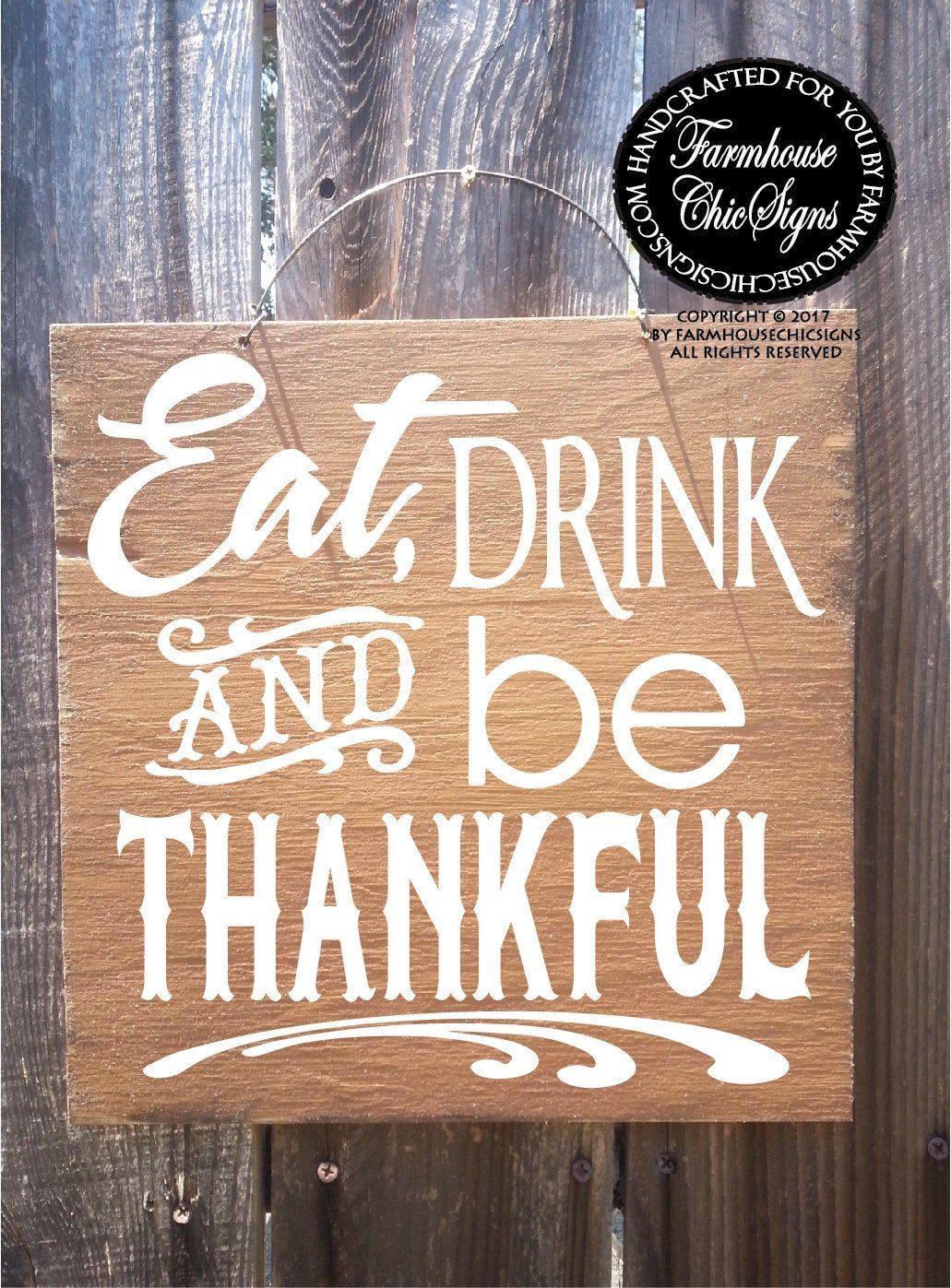 Thankful Sign Eat Drink And Be Thankful Thanksgiving With Regard To Eat Rustic Farmhouse Wood Wall Decor (Photo 22 of 30)