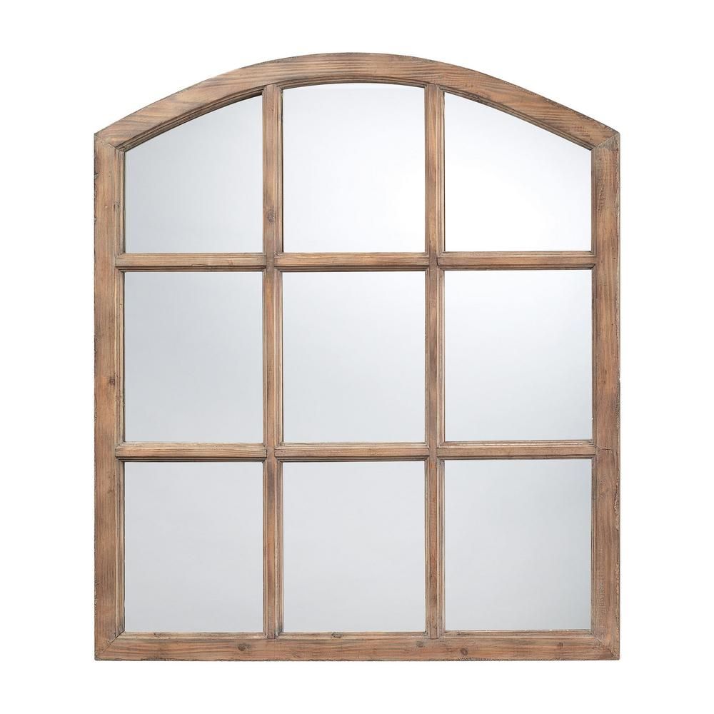 Titan Lighting Union 37 In. X 33 In. Faux Window Framed For Faux Window Wood Wall Mirrors (Photo 7 of 30)