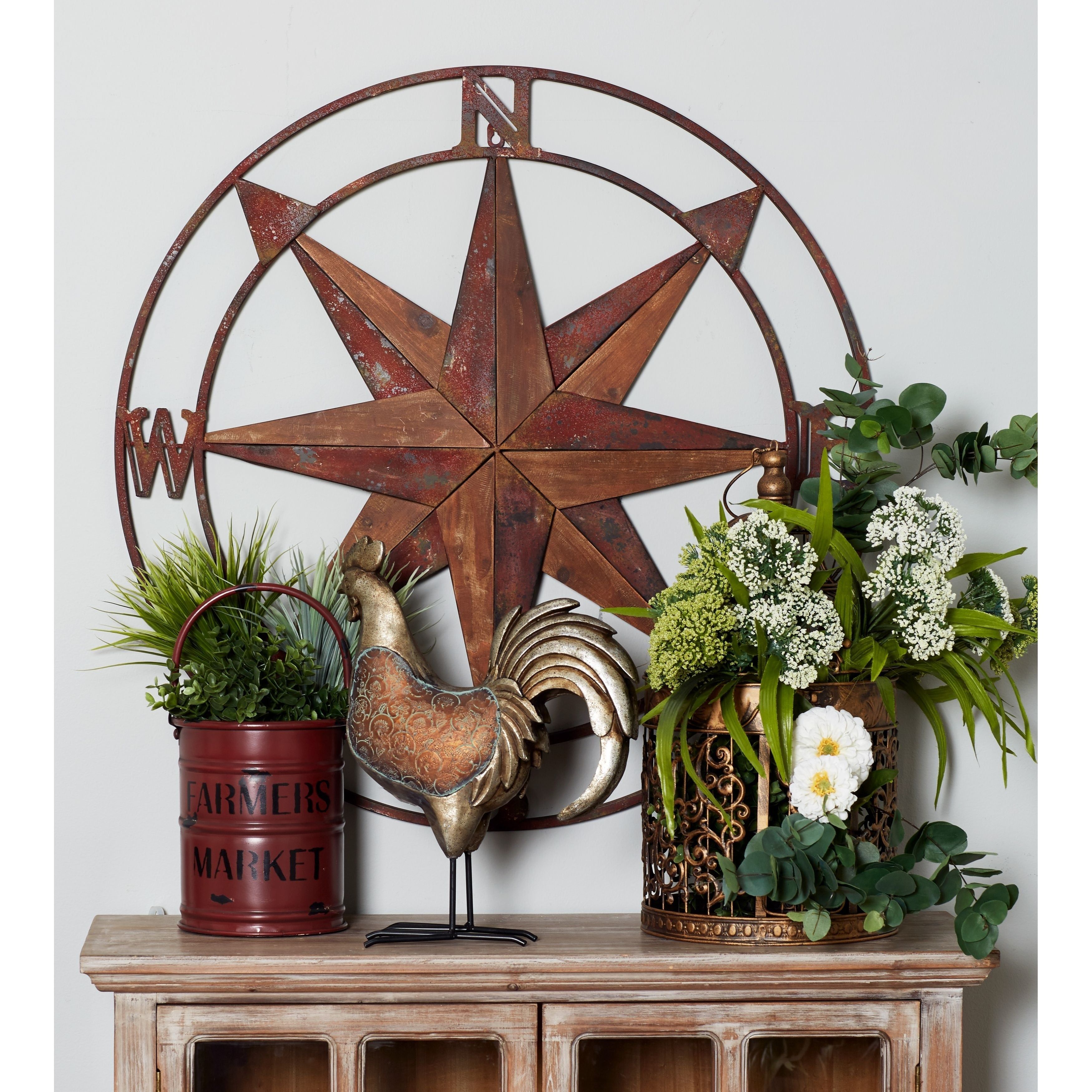 Traditional Iron And Fir Wood Compass Wall Decor Regarding Round Compass Wall Decor (View 27 of 30)