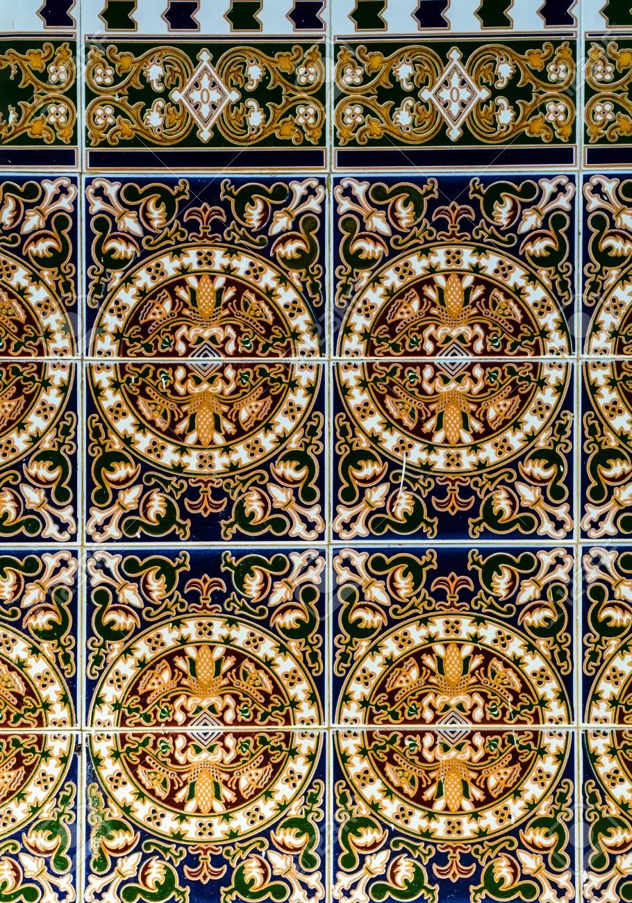 Traditional Ornamental Spanish Decorative Tiles, Original Ceramic. (View 7 of 30)
